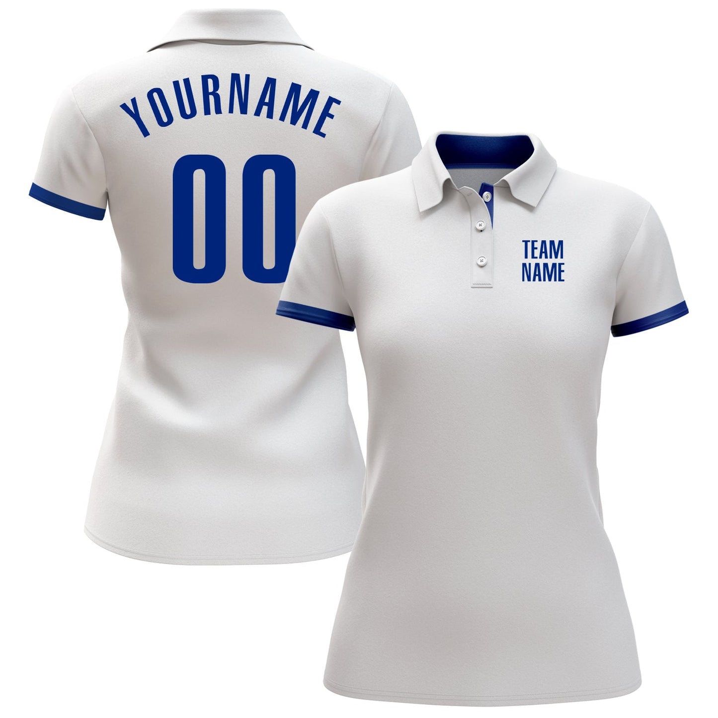Custom White Royal Performance Golf Polo Shirt view 2