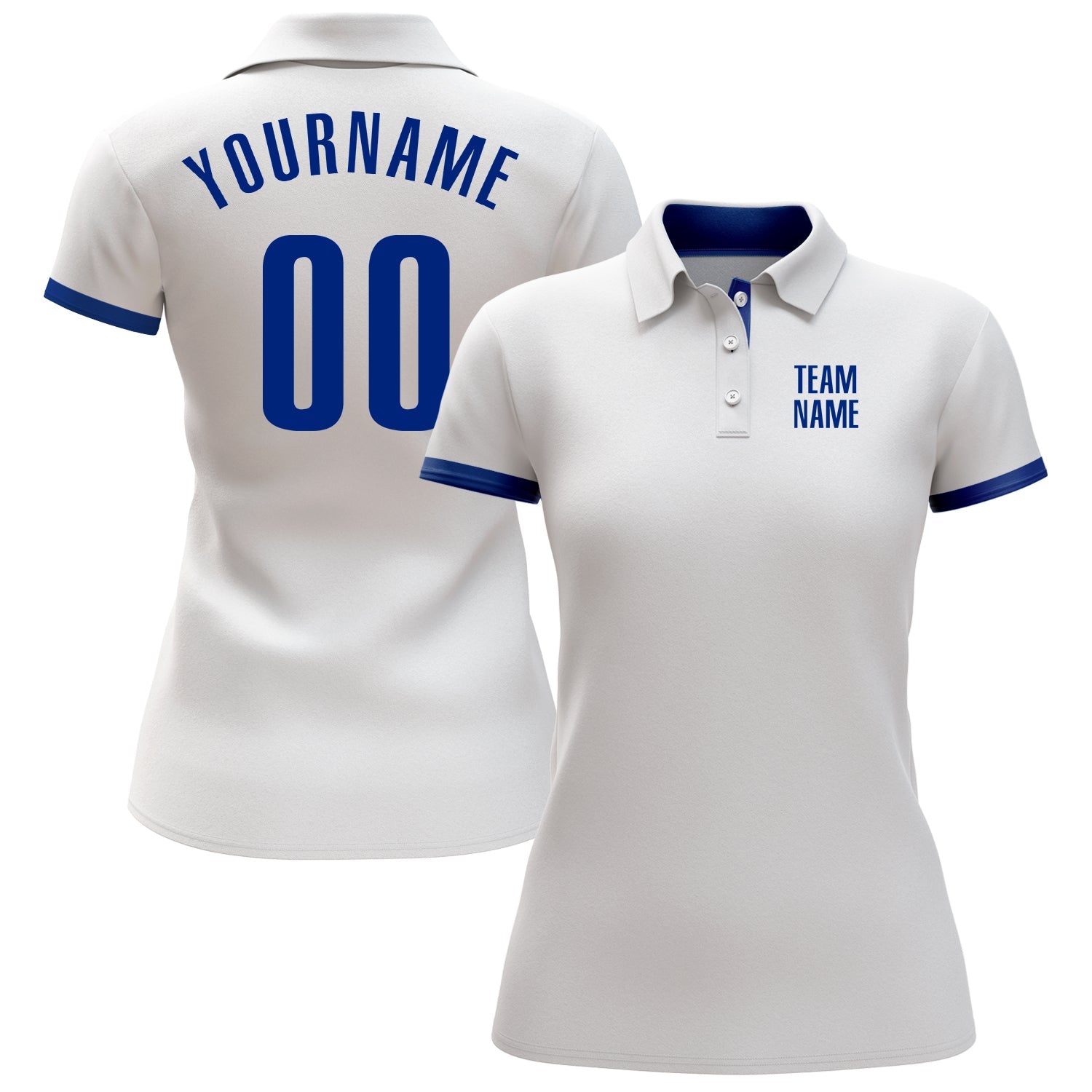 Custom White Royal Performance Golf Polo Shirt view 2