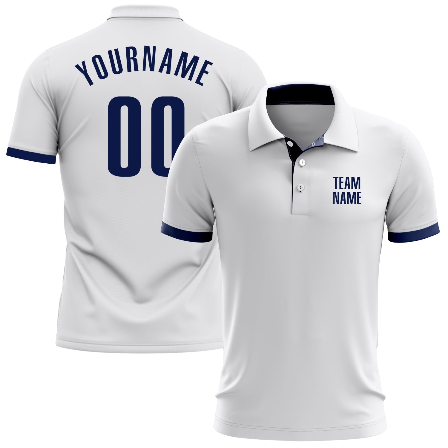 Custom White Navy Performance Golf Polo Shirt - Main View