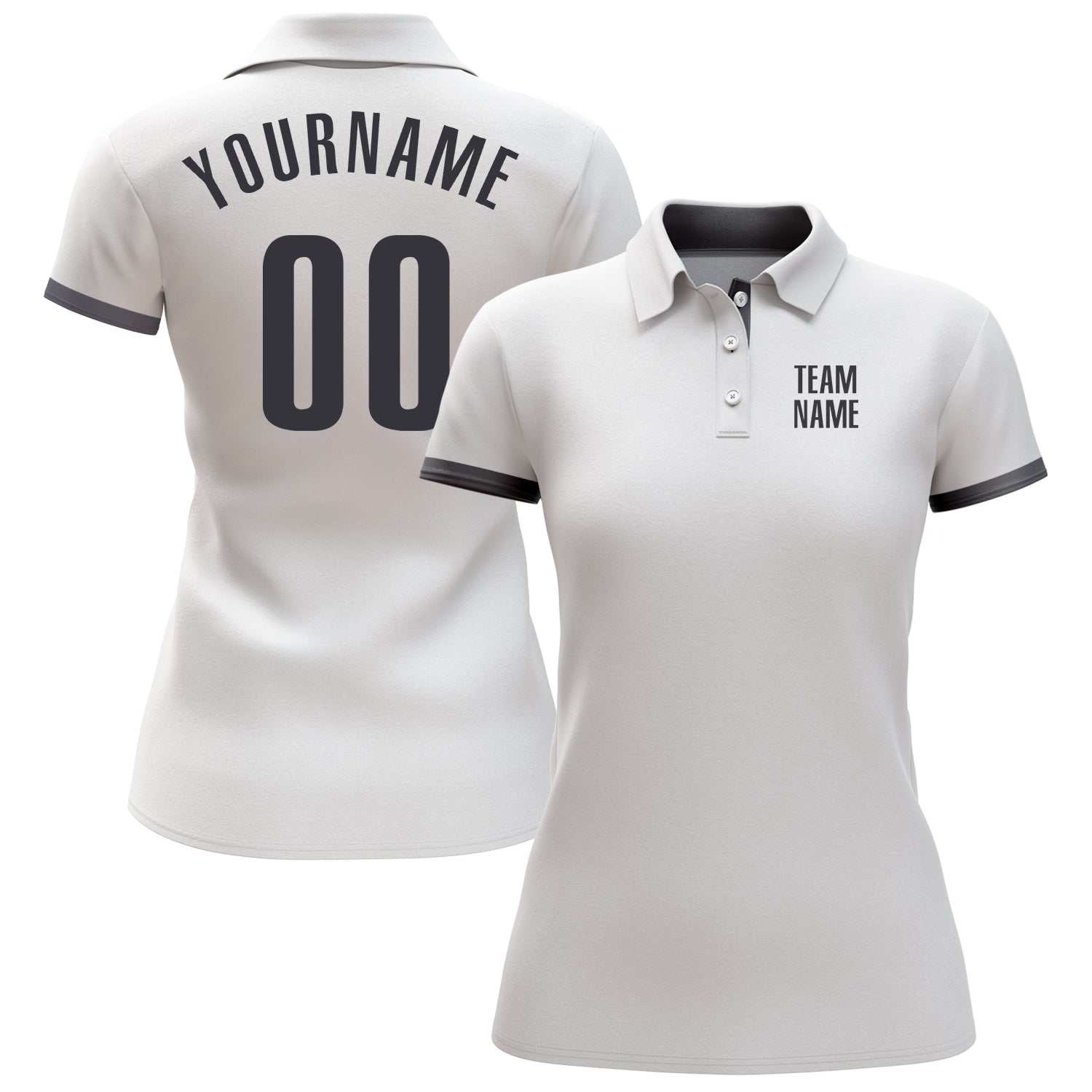 Custom White Steel Gray Performance Golf Polo Shirt view 2