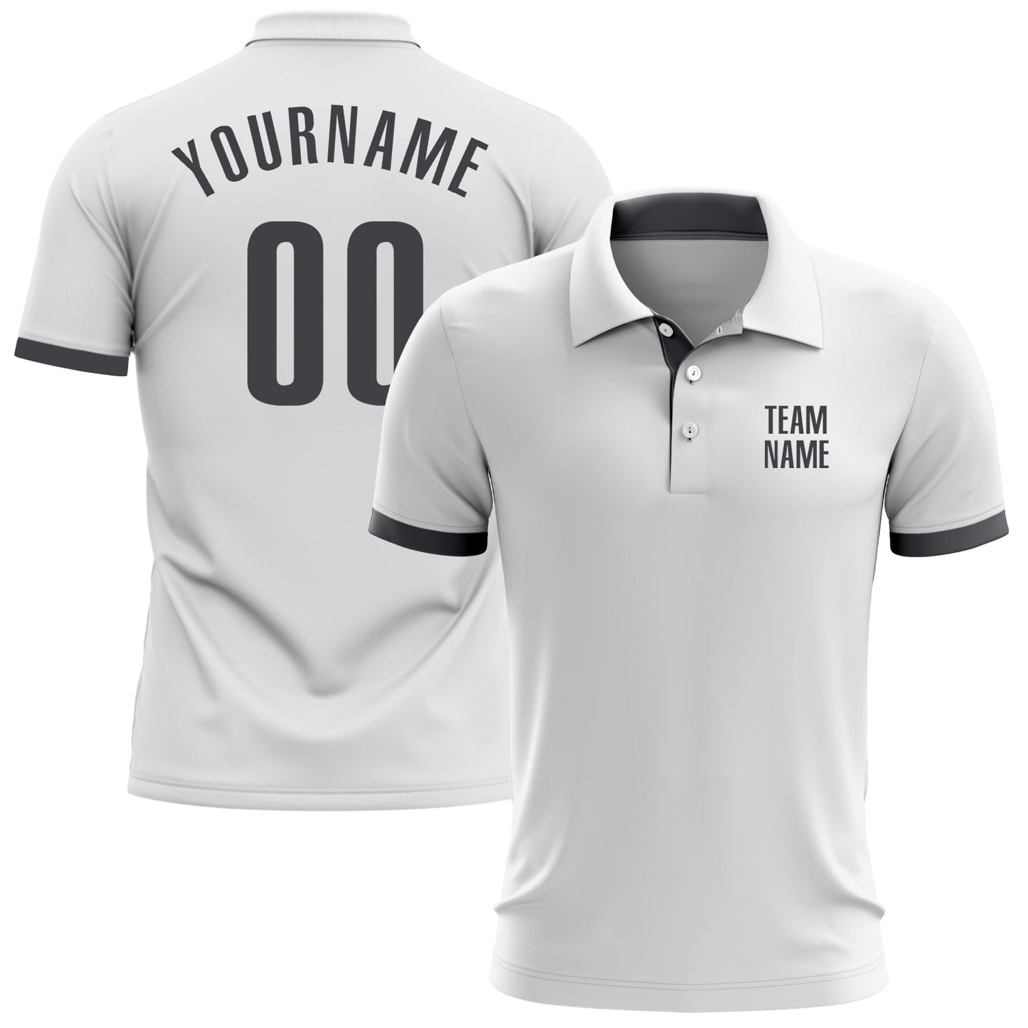 Custom White Steel Gray Performance Golf Polo Shirt - Main View