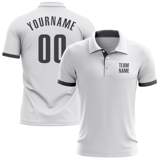 Custom White Steel Gray Performance Golf Polo Shirt - Main View