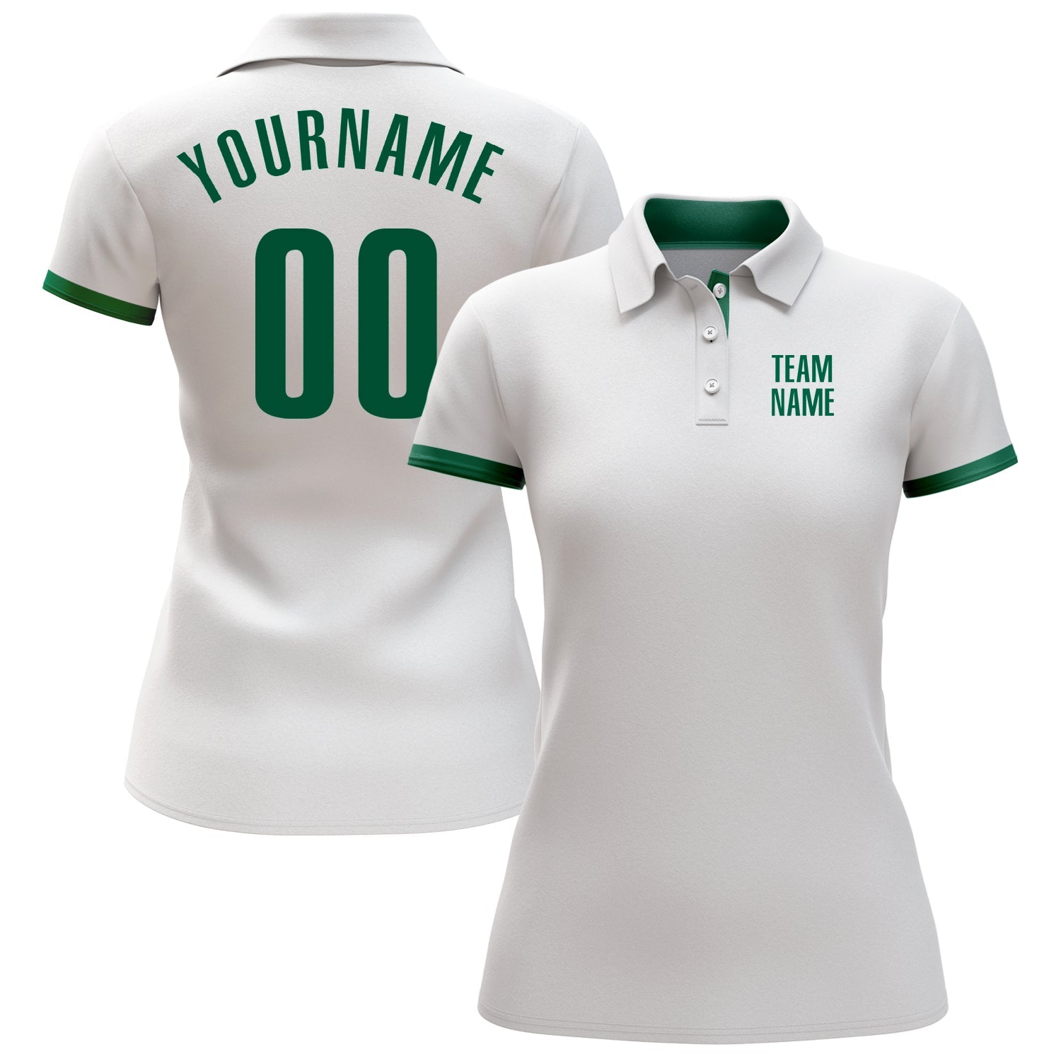 Custom White Kelly Green Performance Golf Polo Shirt view 2