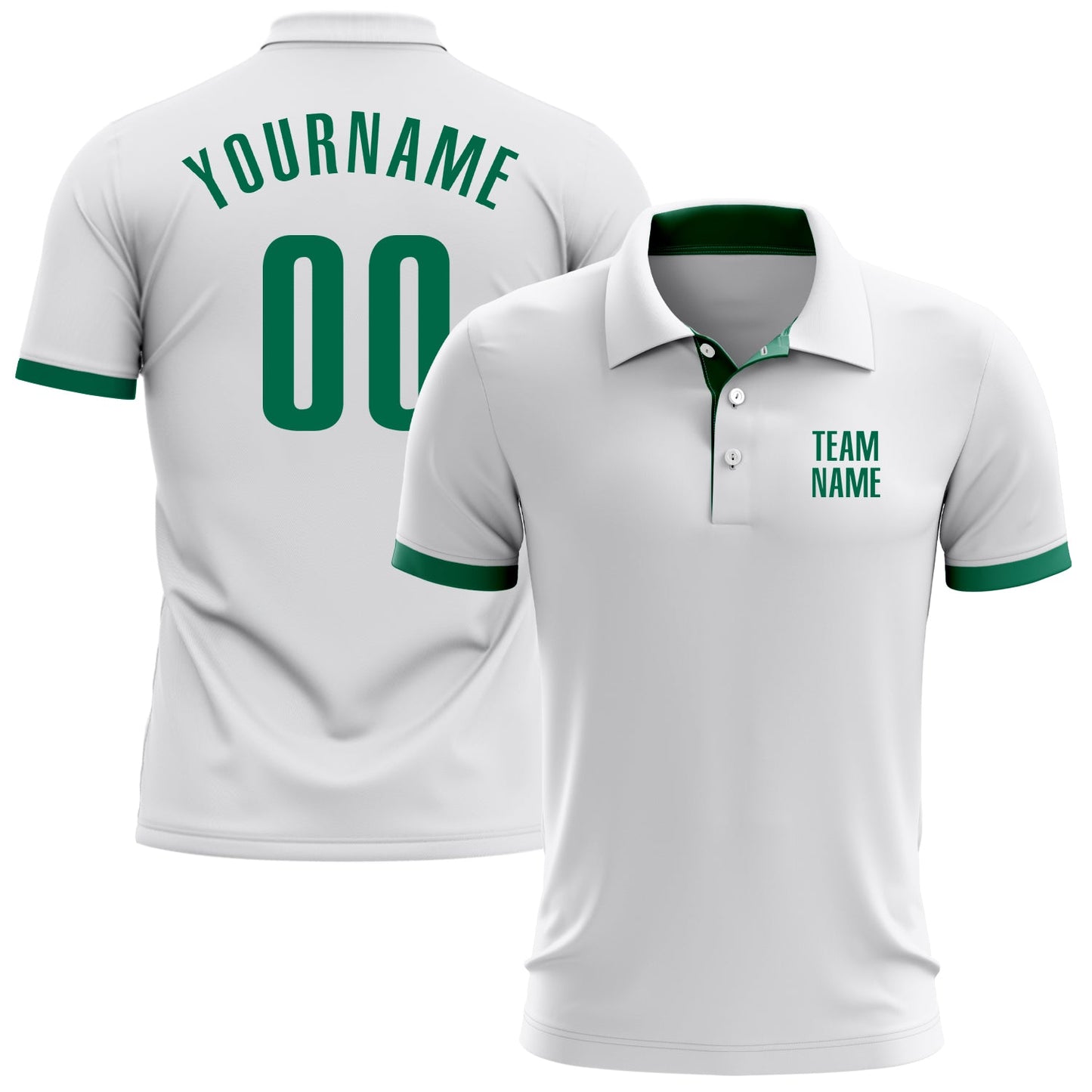 Custom White Kelly Green Performance Golf Polo Shirt - Main View