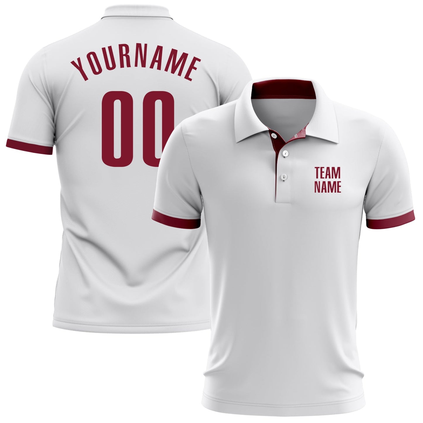 Custom White Crimson Performance Golf Polo Shirt - Main View