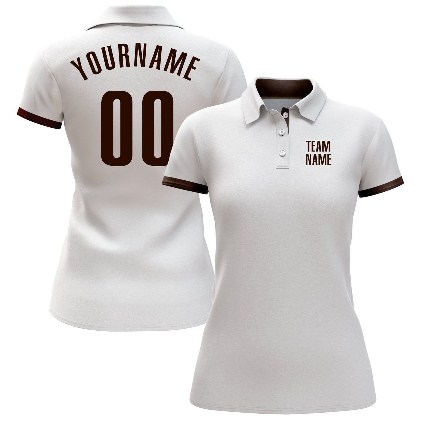 Custom White Brown Performance Golf Polo Shirt view 2