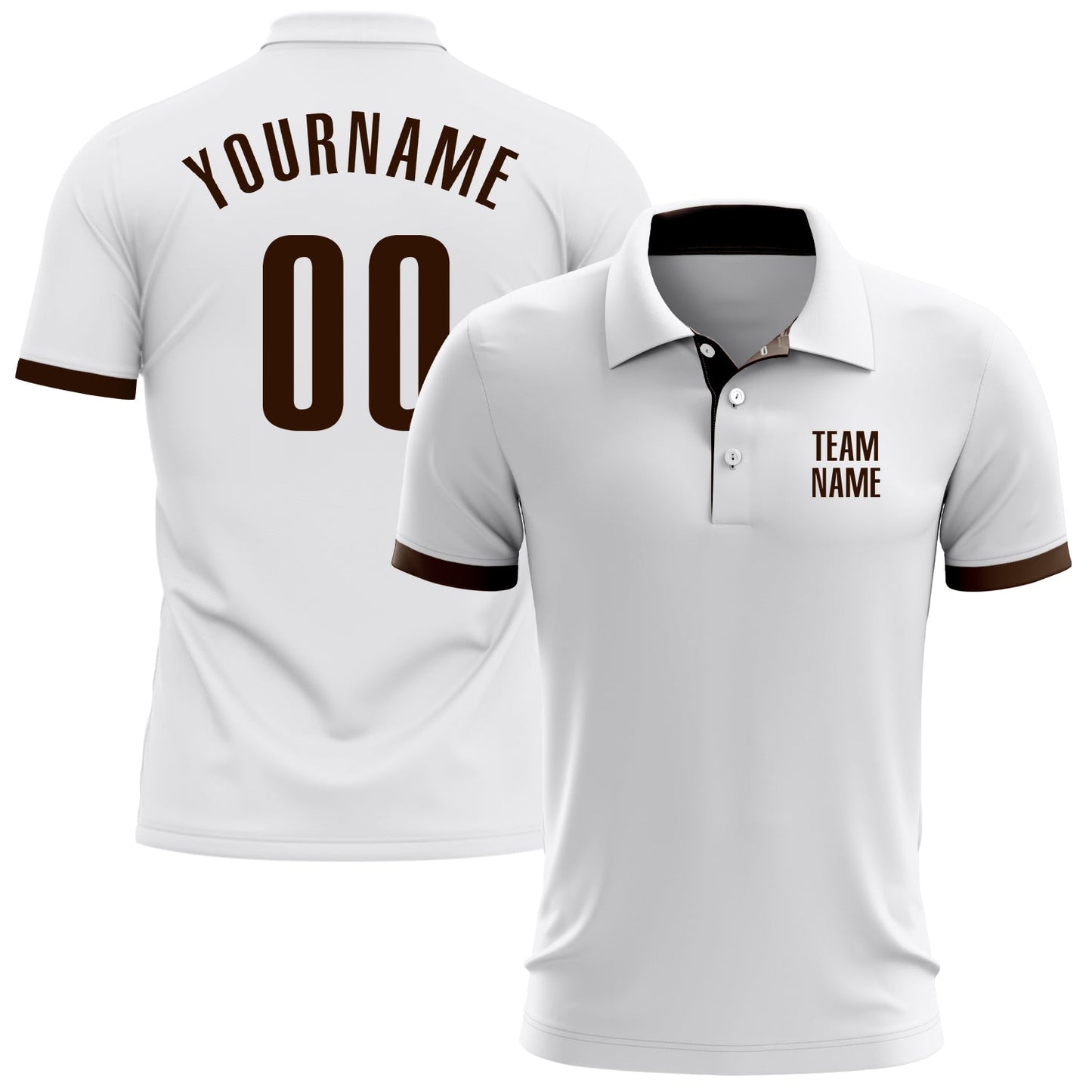 Custom White Brown Performance Golf Polo Shirt - Main View
