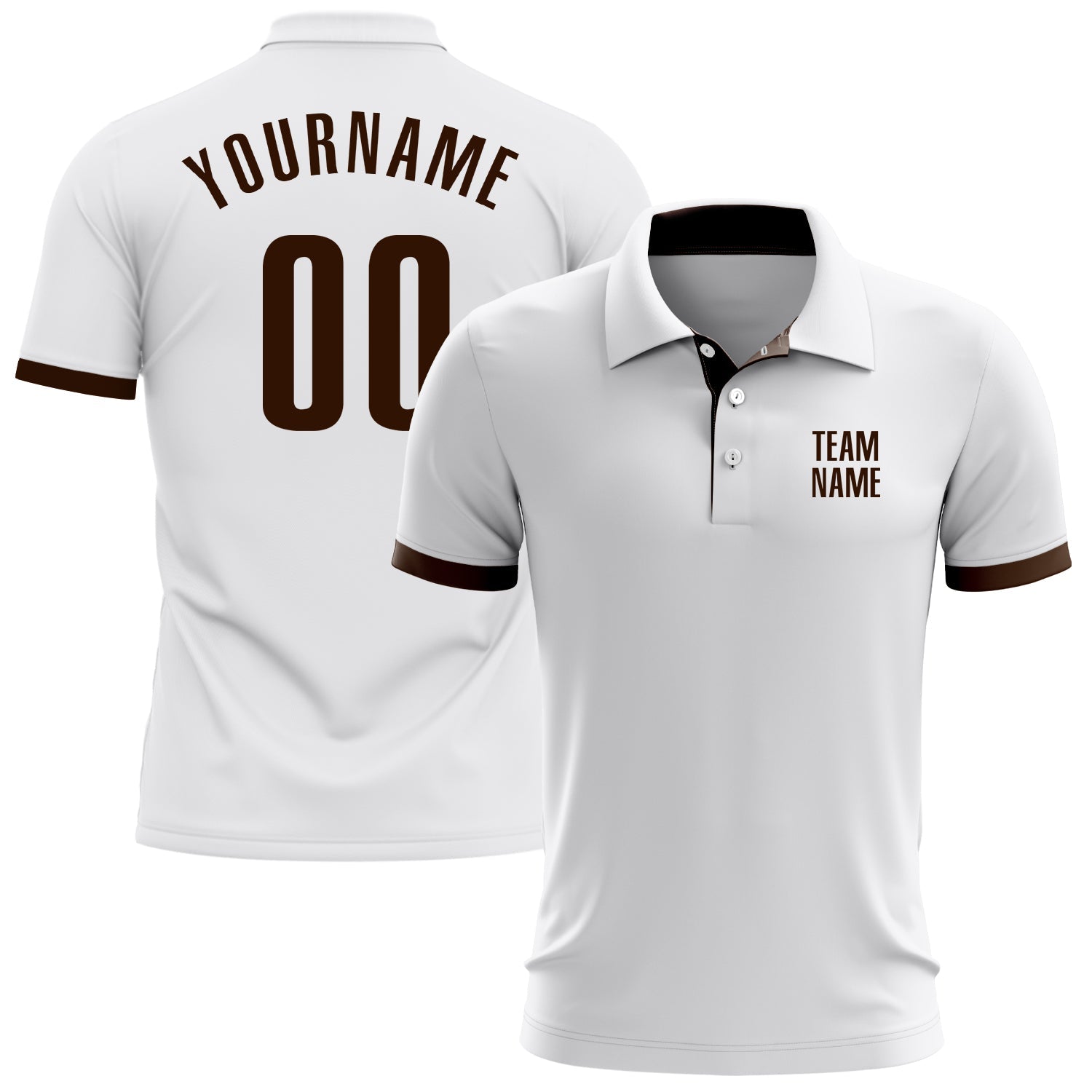 Custom White Brown Performance Golf Polo Shirt - Main View