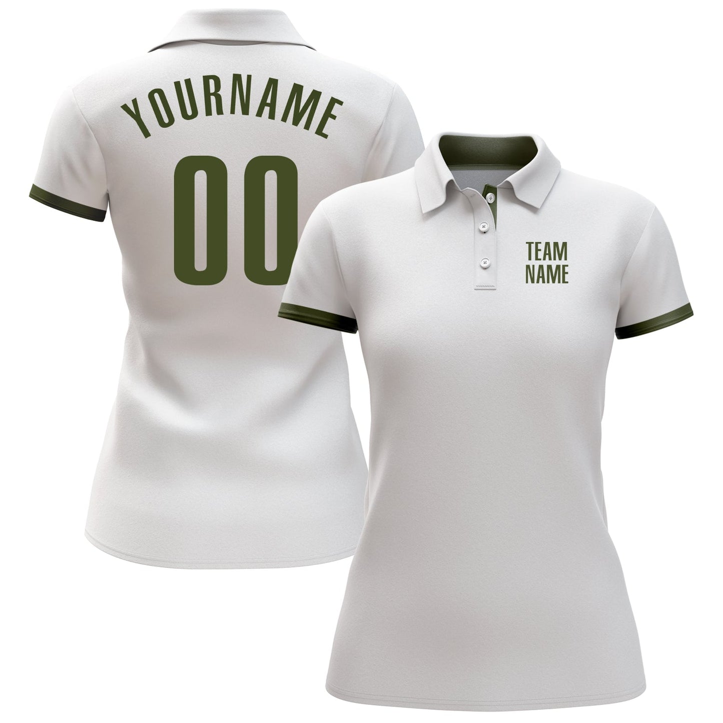 Custom White Olive Performance Golf Polo Shirt view 2