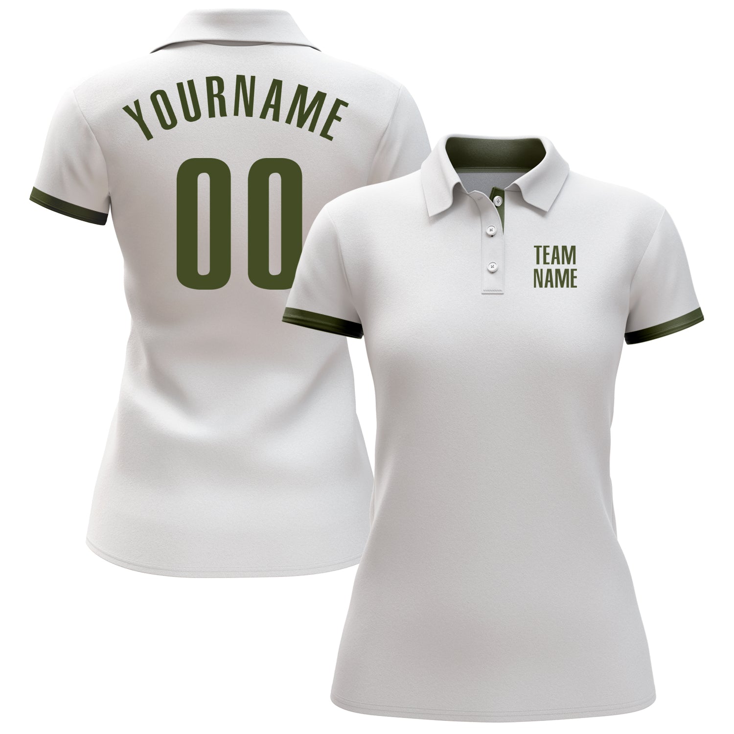 Custom White Olive Performance Golf Polo Shirt view 2