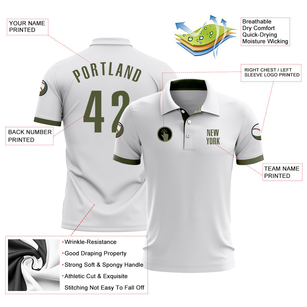 Custom White Olive Performance Golf Polo Shirt view 3