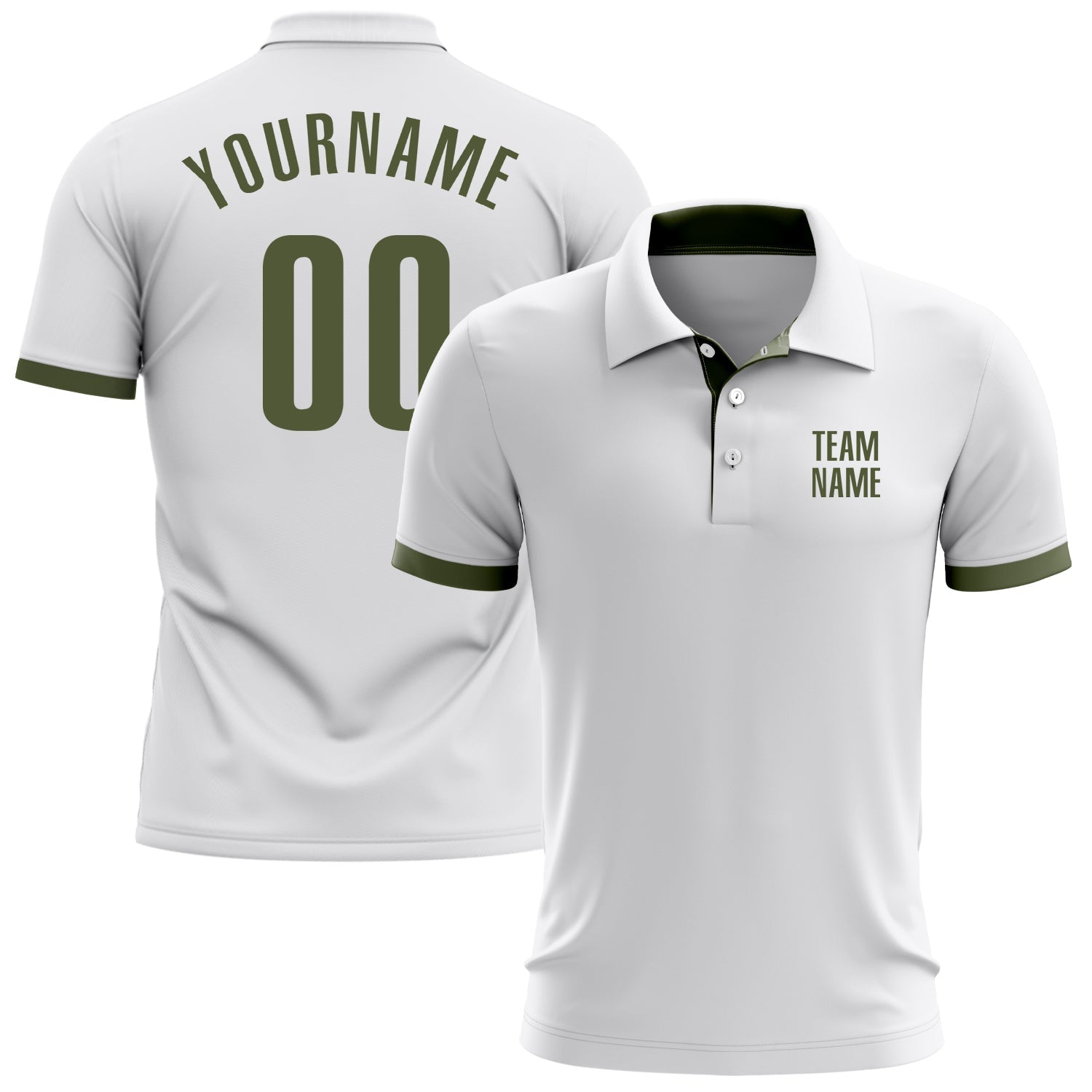 Custom White Olive Performance Golf Polo Shirt - Main View