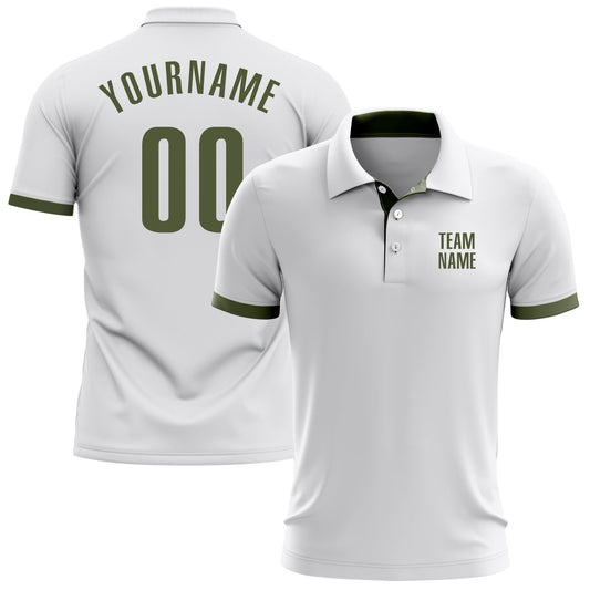 Custom White Olive Performance Golf Polo Shirt - Main View