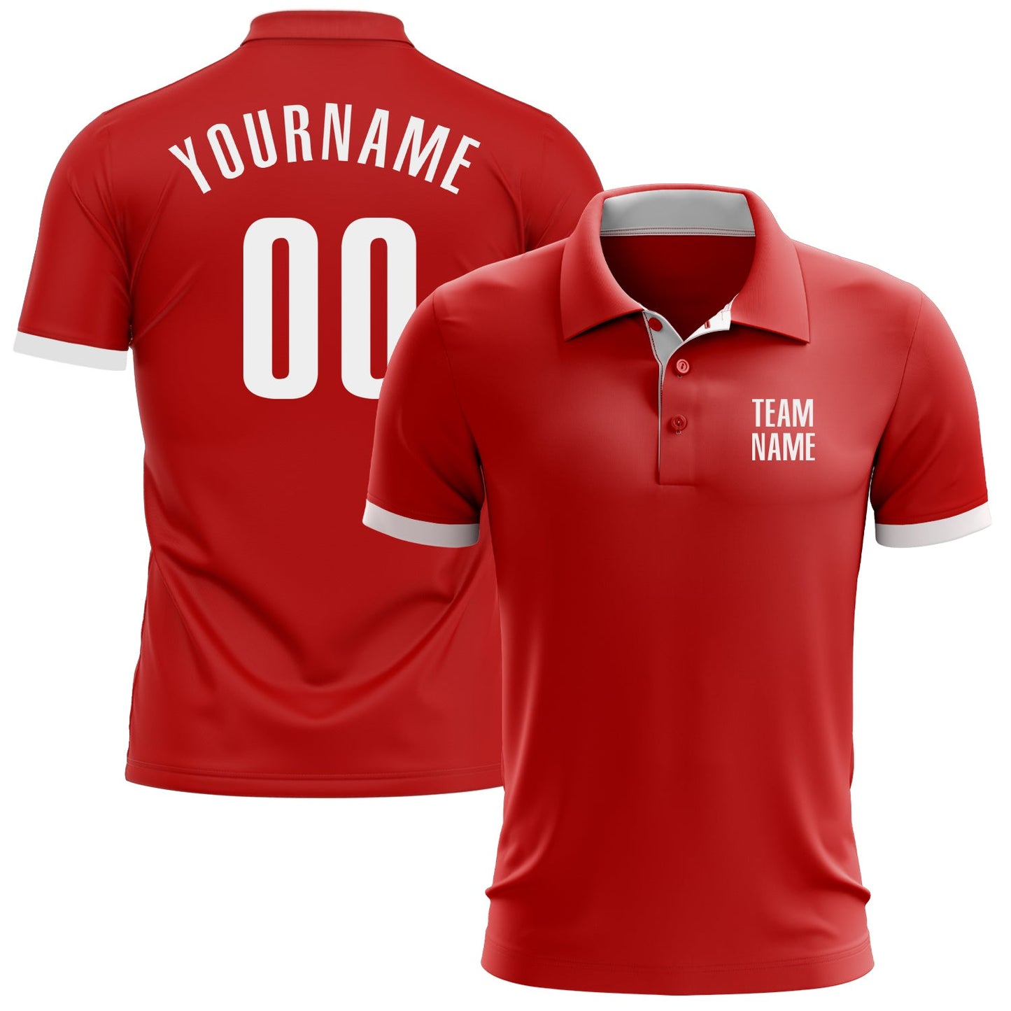 Custom Red White Performance Golf Polo Shirt - Main View
