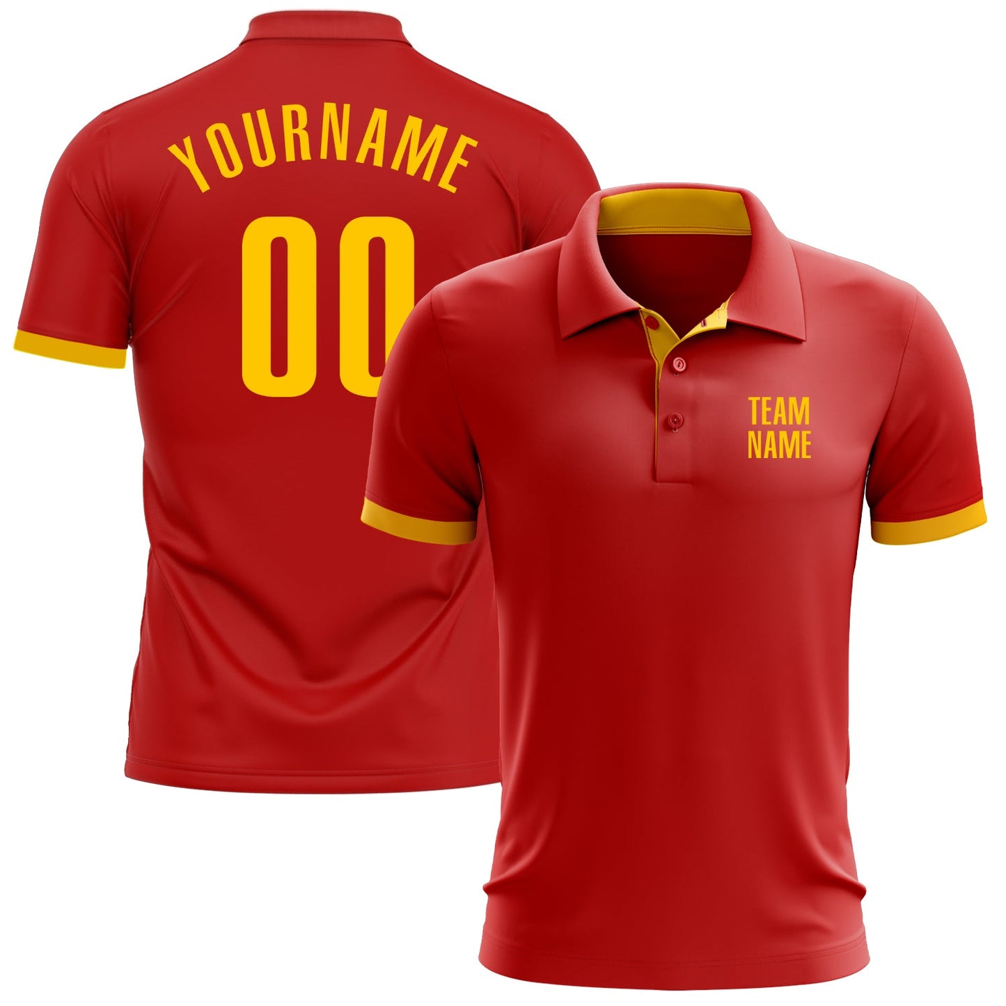 Custom Red Yellow Performance Golf Polo Shirt - Main View