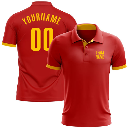 Custom Red Yellow Performance Golf Polo Shirt - Main View