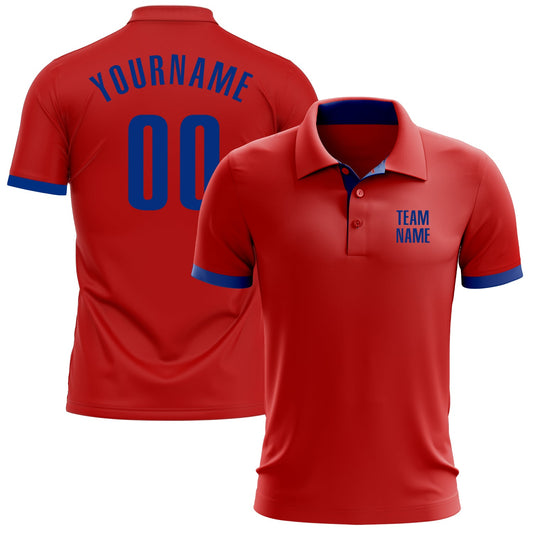 Custom Red Royal Performance Golf Polo Shirt - Main View