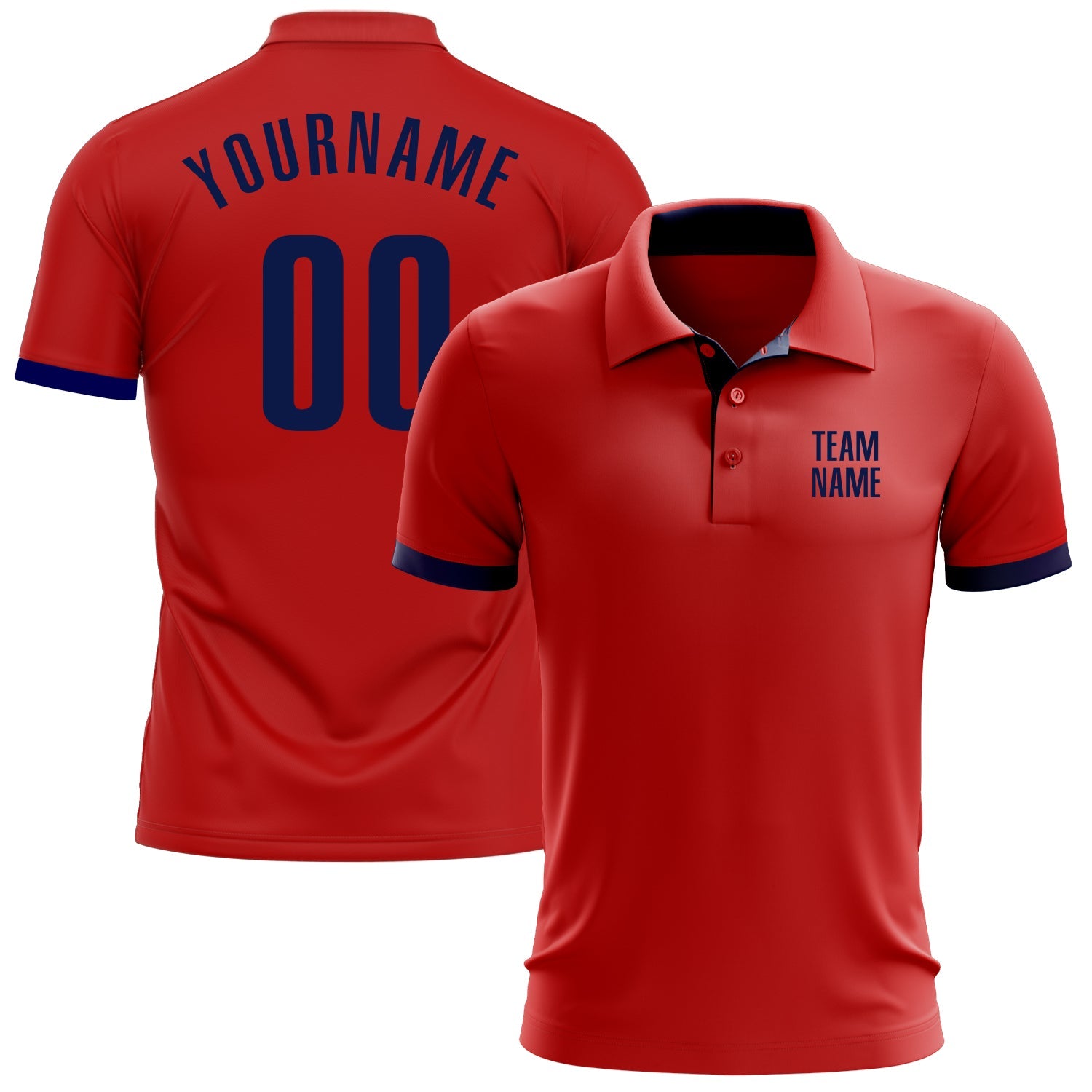 Custom Red Navy Performance Golf Polo Shirt - Main View