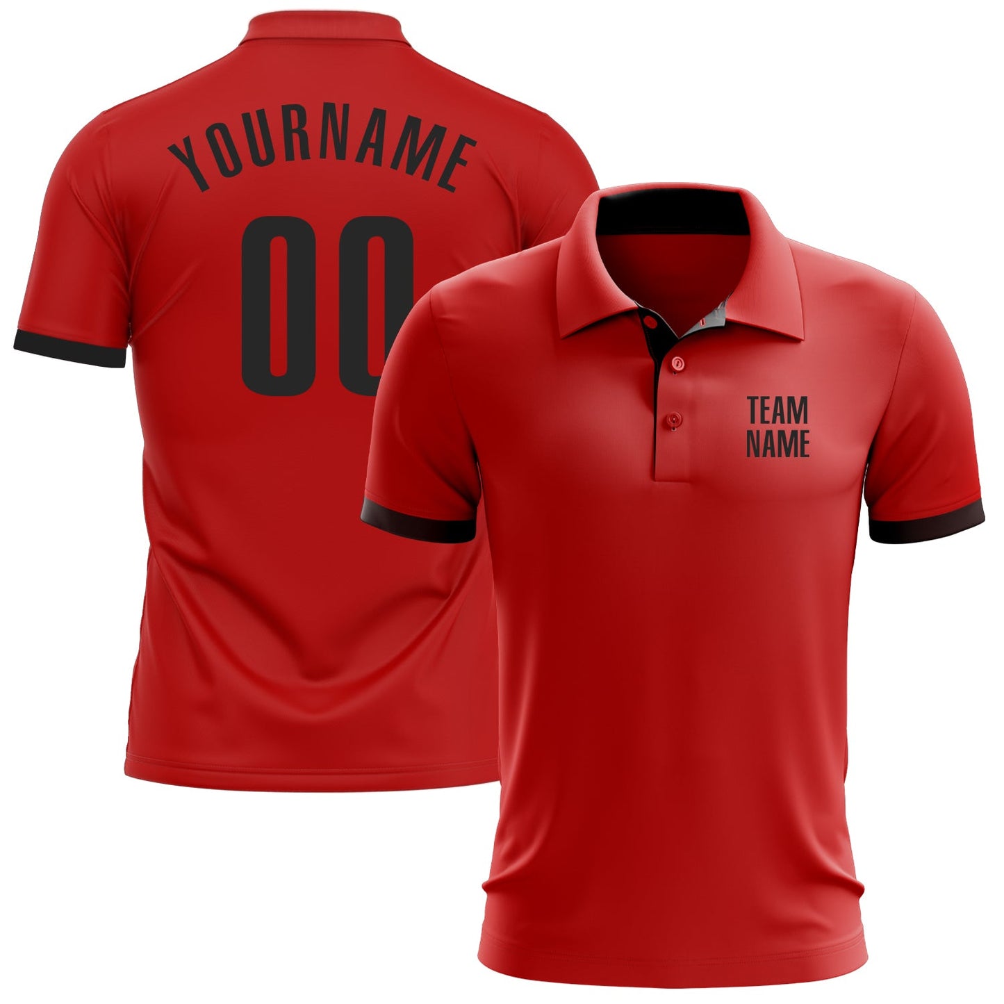 Custom Red Black Performance Golf Polo Shirt - Main View
