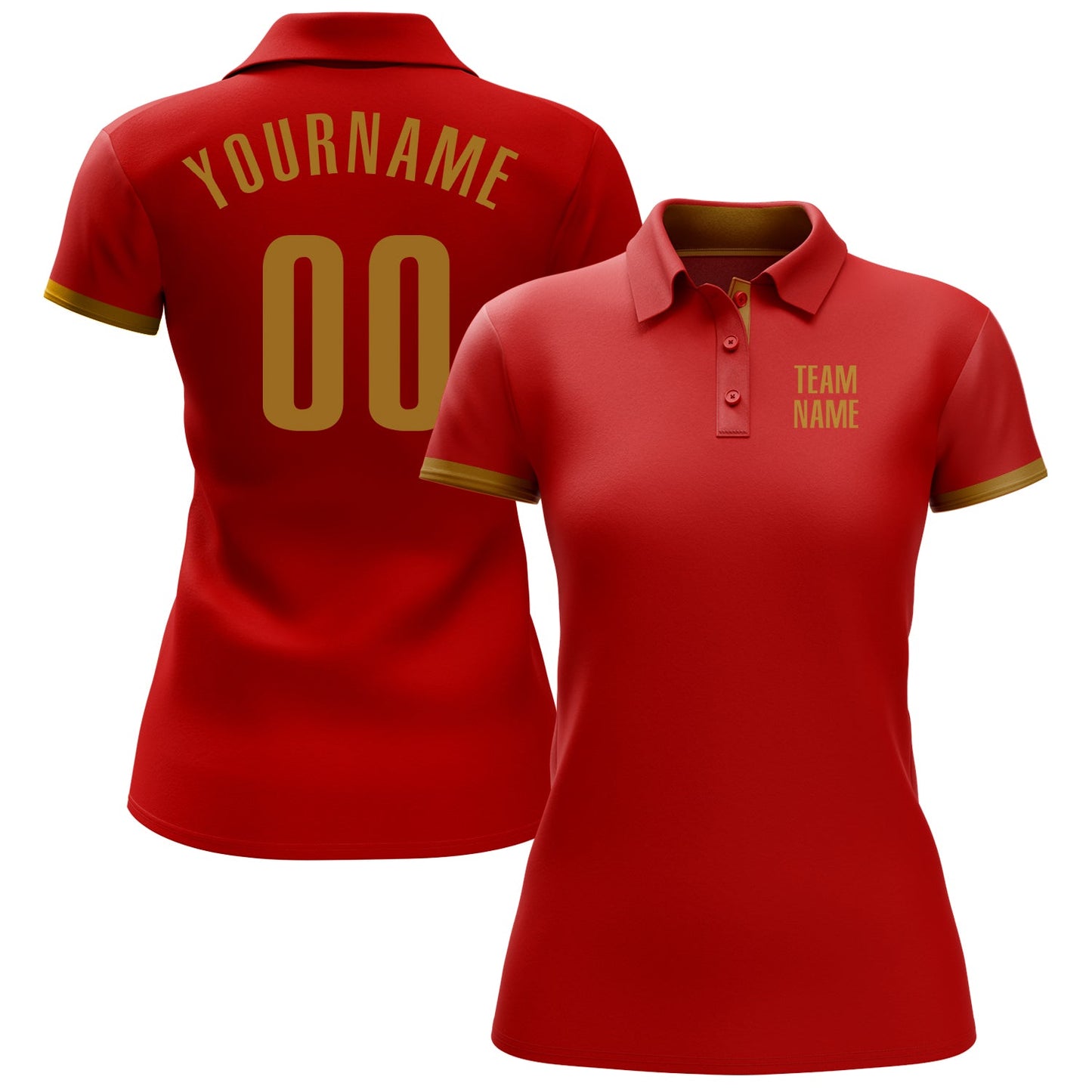 Custom Red Old Gold Performance Golf Polo Shirt view 2