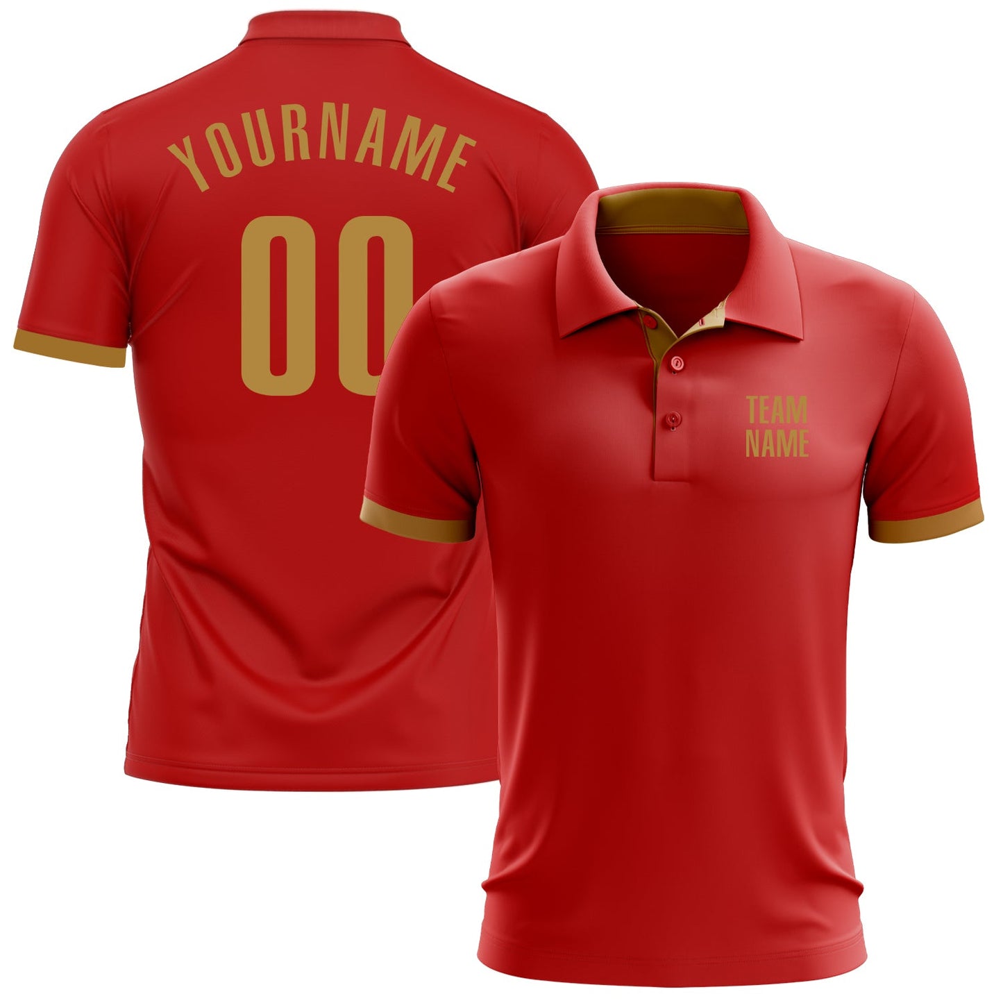 Custom Red Old Gold Performance Golf Polo Shirt - Main View