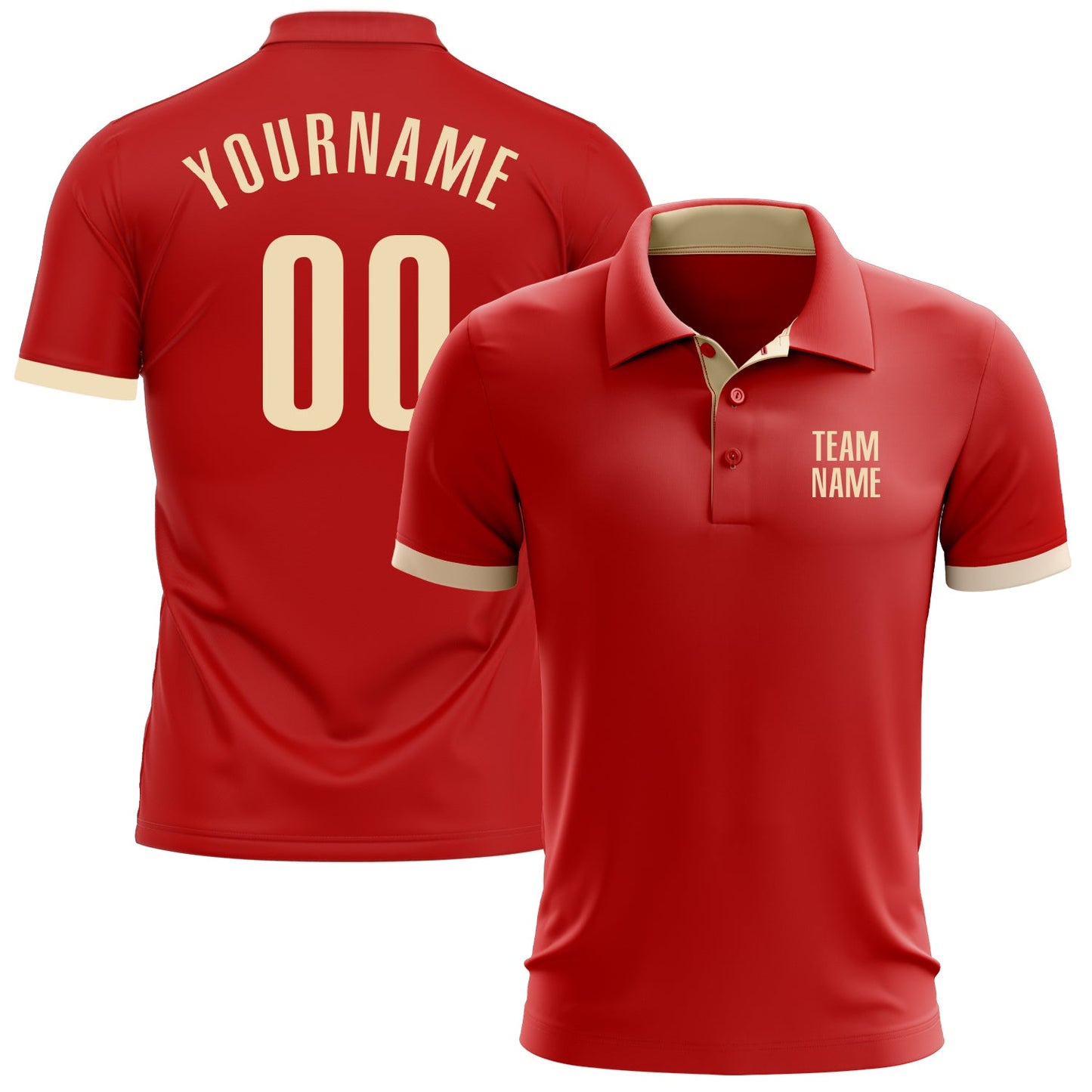 Custom Red Cream Performance Golf Polo Shirt - Main View