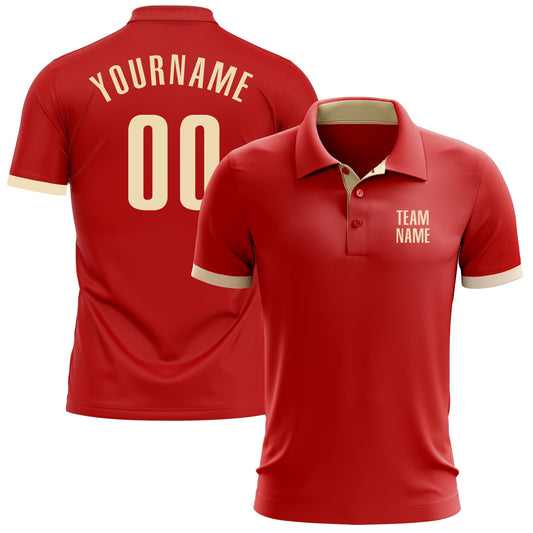 Custom Red Cream Performance Golf Polo Shirt - Main View