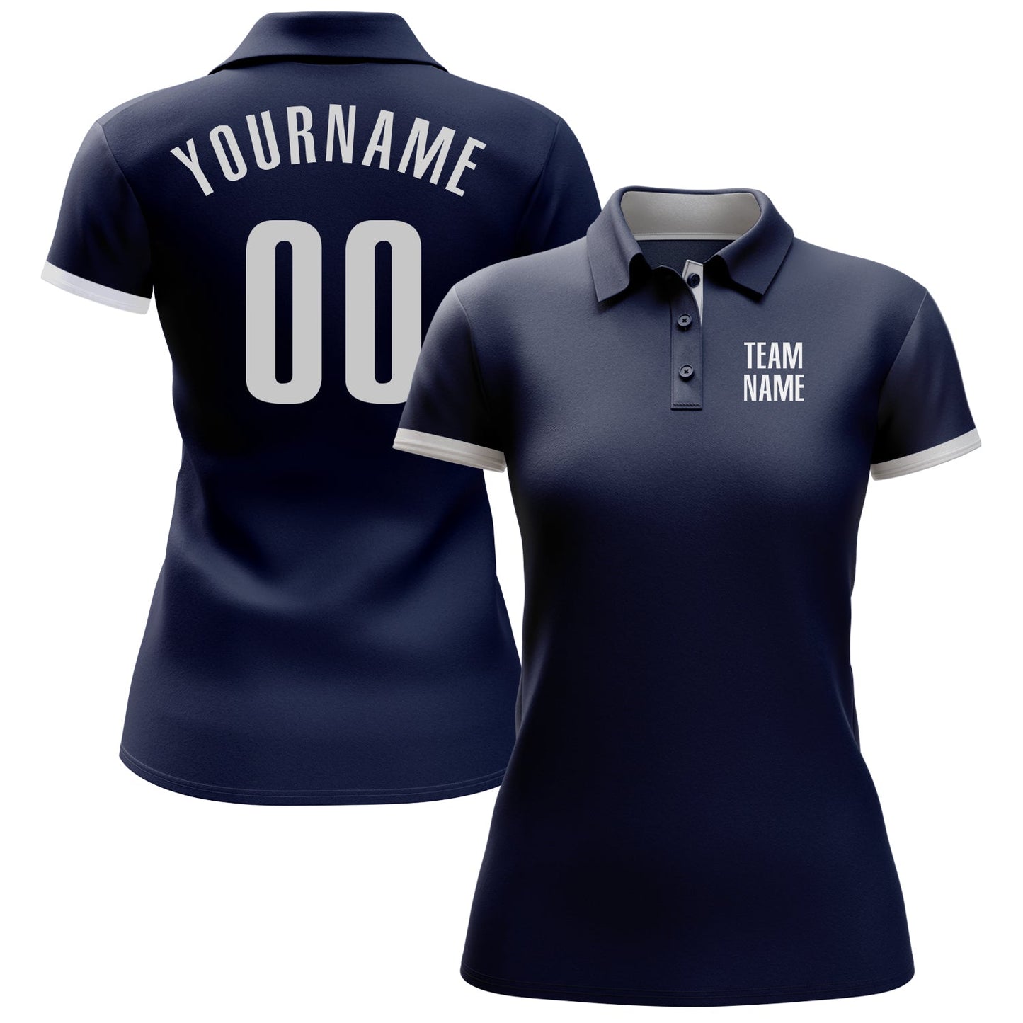 Custom Navy White Performance Golf Polo Shirt view 2