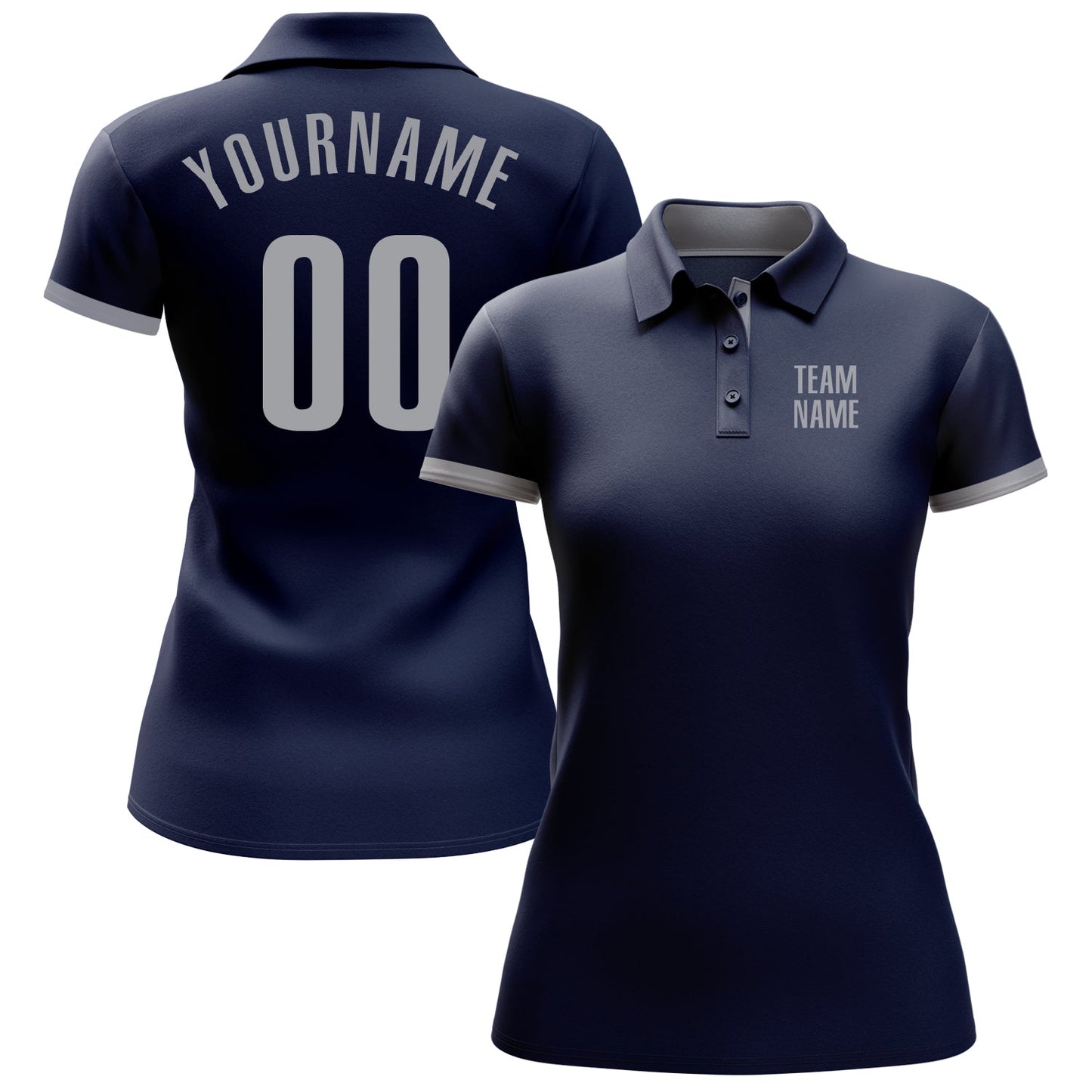Custom Navy Gray Performance Golf Polo Shirt view 2