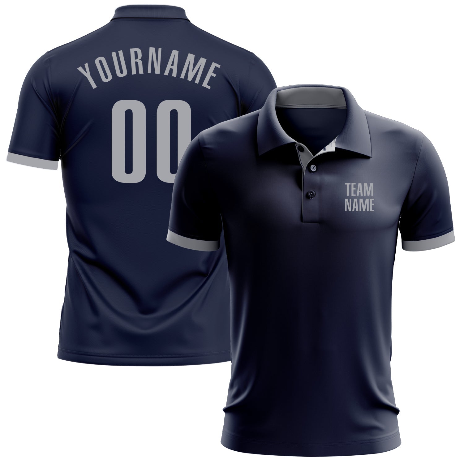 Custom Navy Gray Performance Golf Polo Shirt - Main View