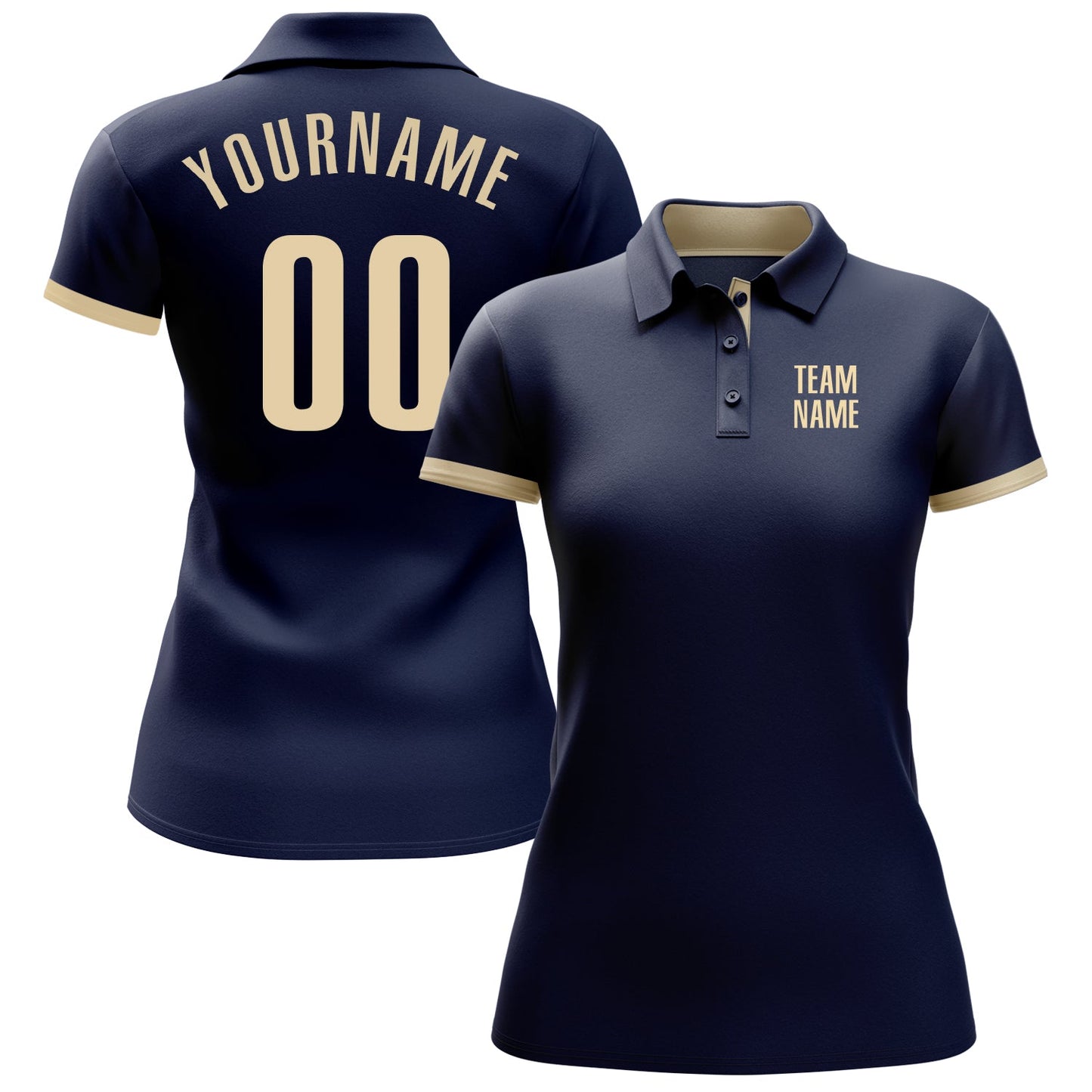 Custom Navy Cream Performance Golf Polo Shirt view 2