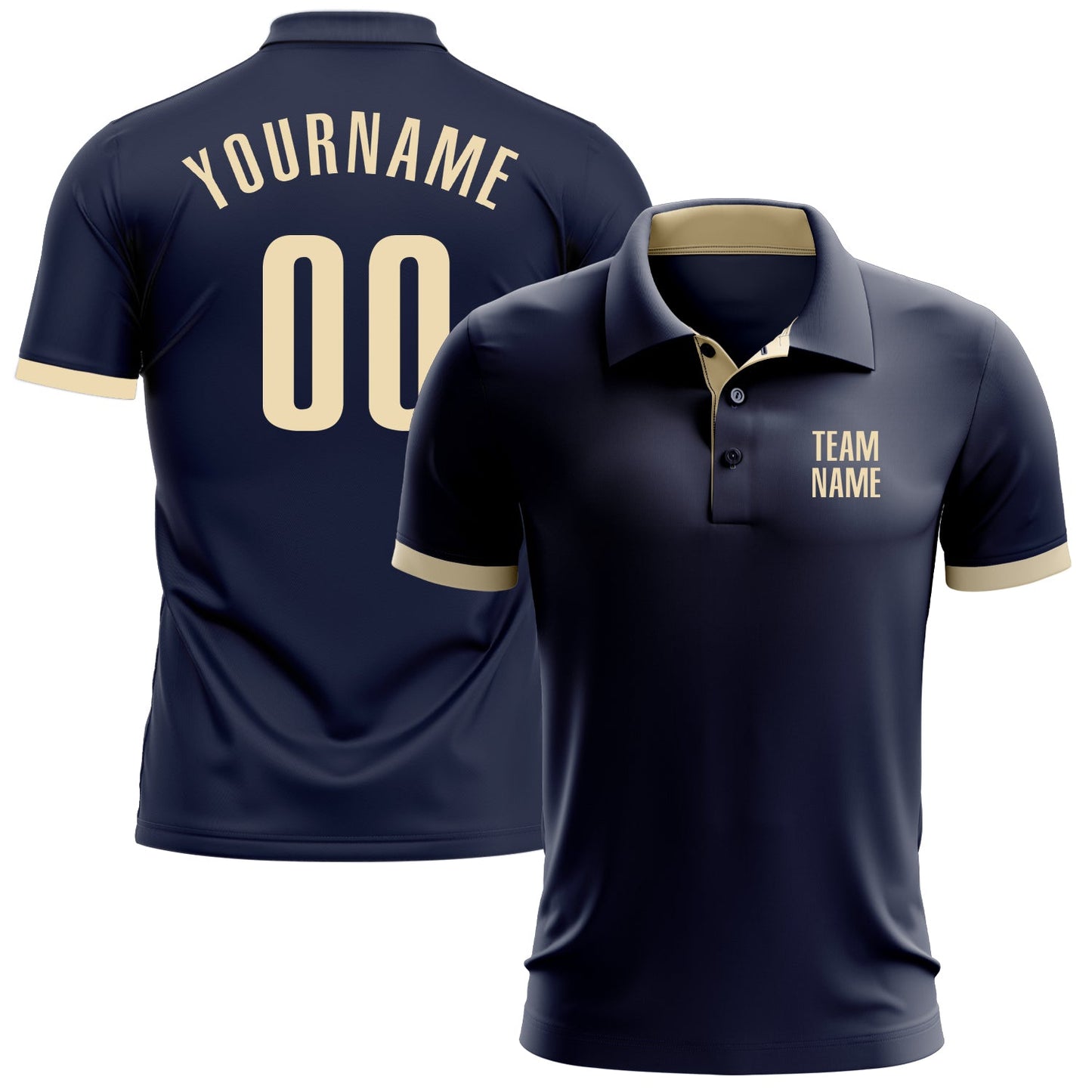 Custom Navy Cream Performance Golf Polo Shirt - Main View