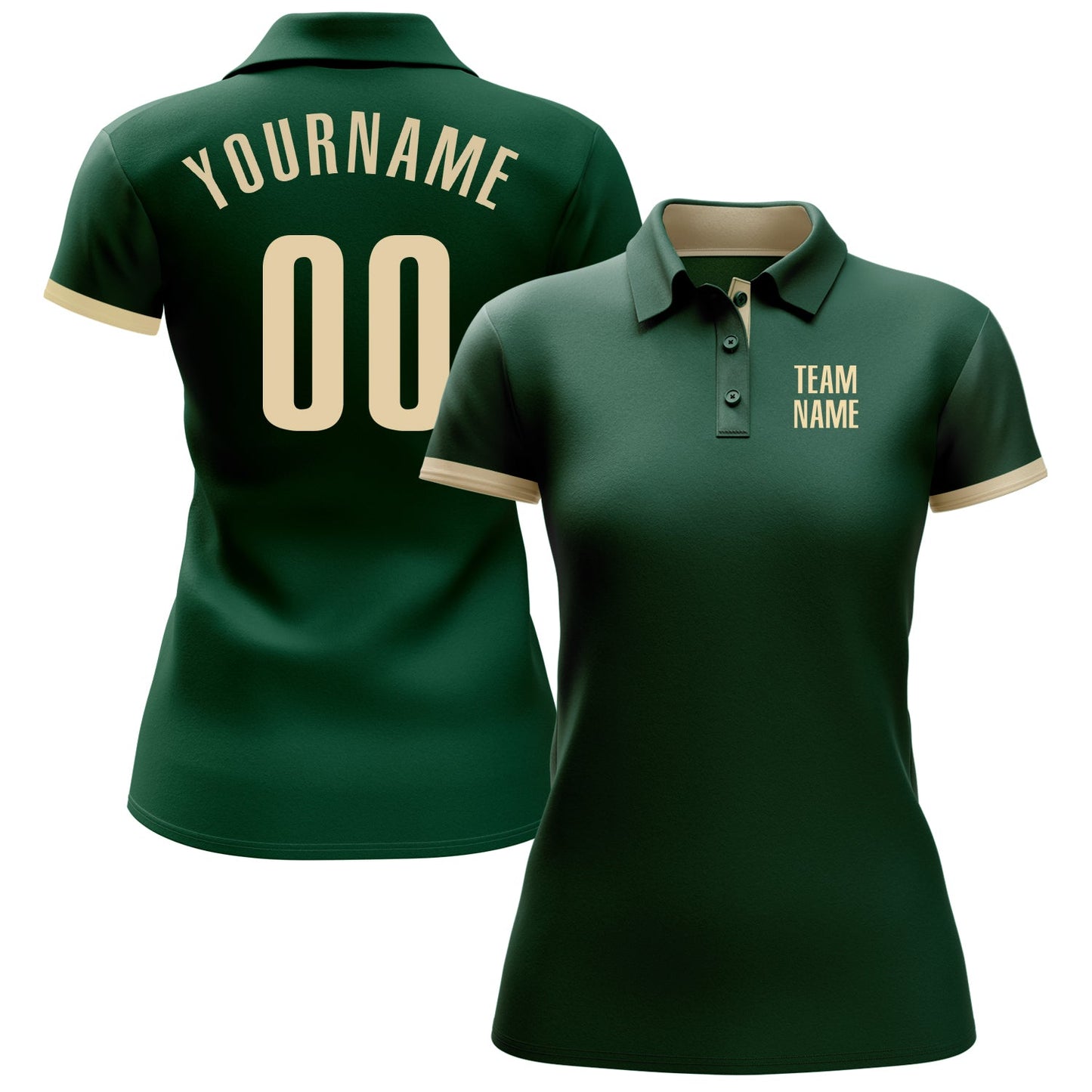 Custom Green Cream Performance Golf Polo Shirt view 2
