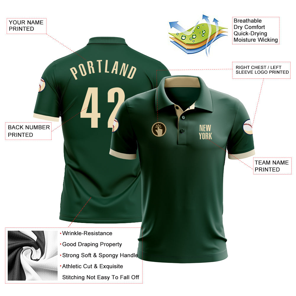 Custom Green Cream Performance Golf Polo Shirt view 3