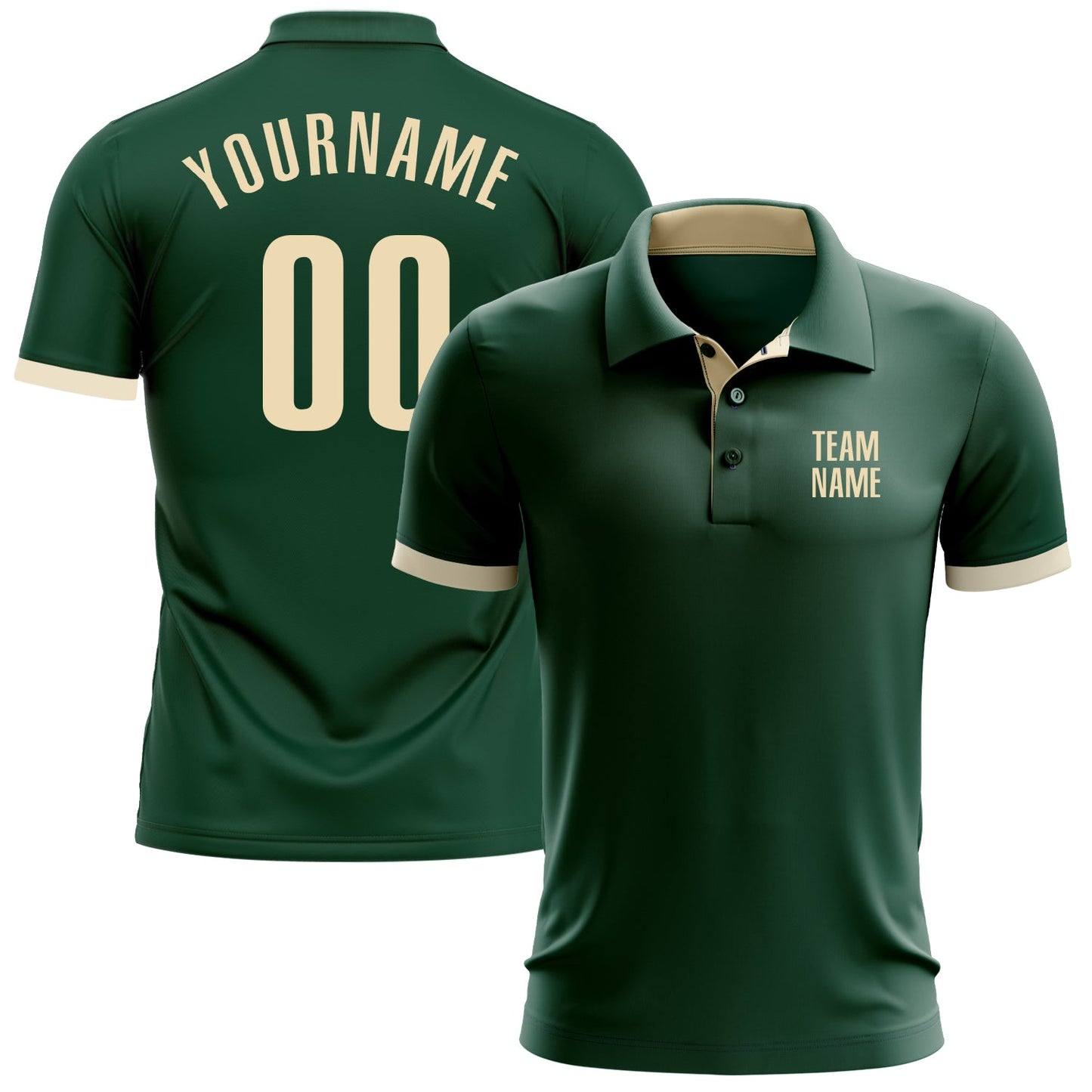Custom Green Cream Performance Golf Polo Shirt - Main View