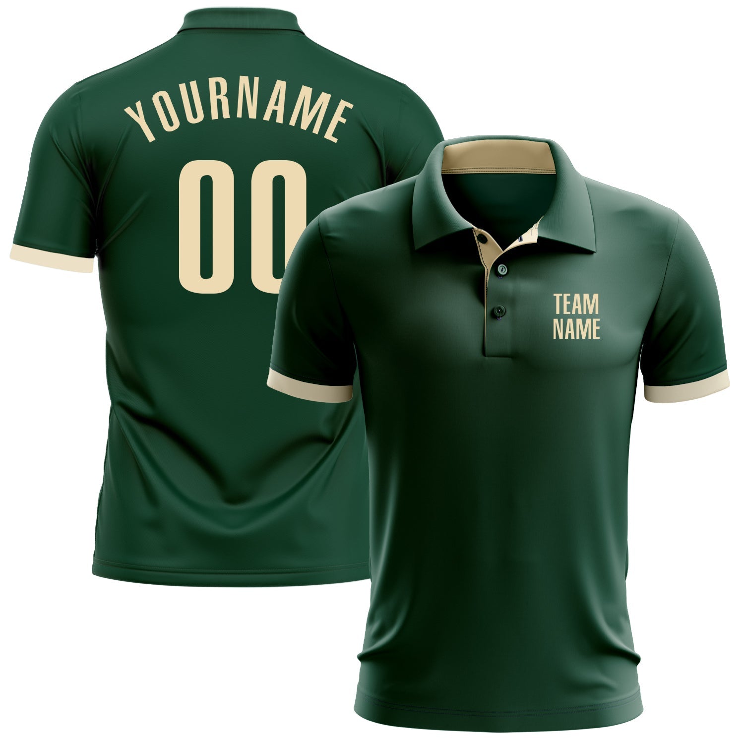 Custom Green Cream Performance Golf Polo Shirt - Main View