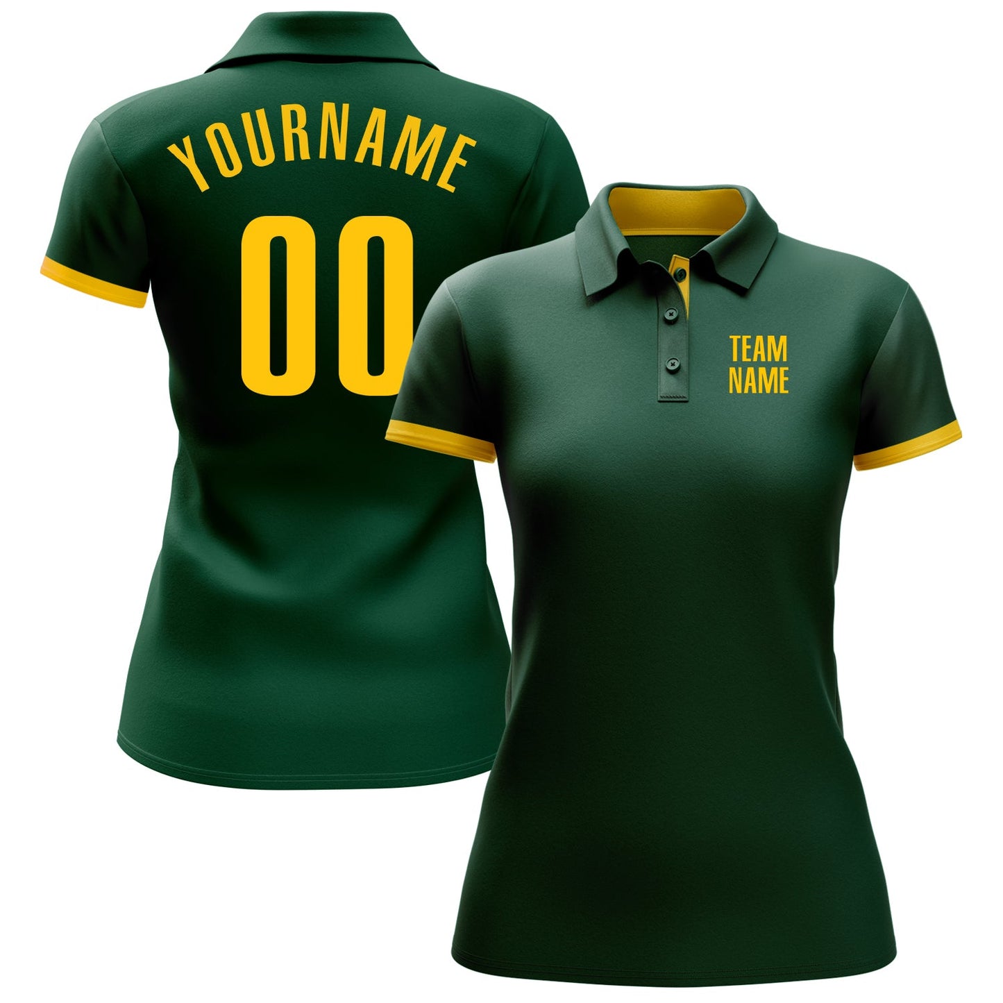 Custom Green Yellow Performance Golf Polo Shirt view 2