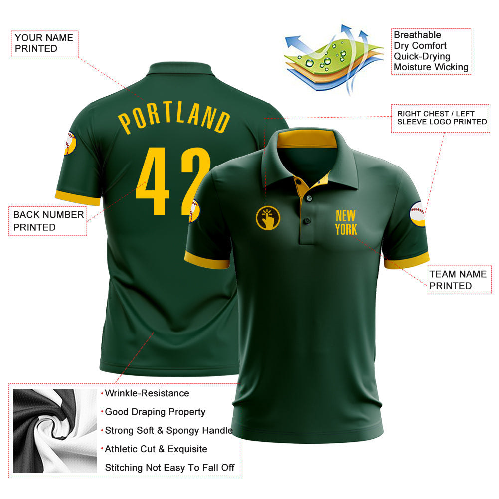Custom Green Yellow Performance Golf Polo Shirt view 3