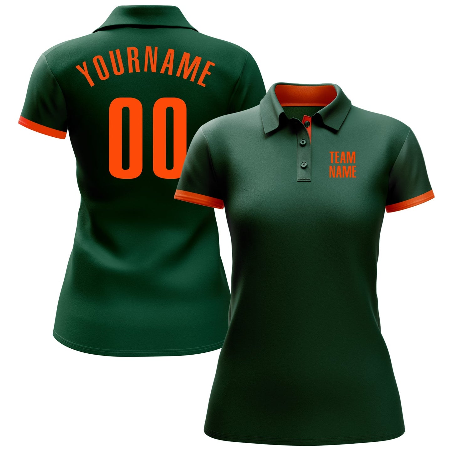 Custom Green Orange Performance Golf Polo Shirt view 2