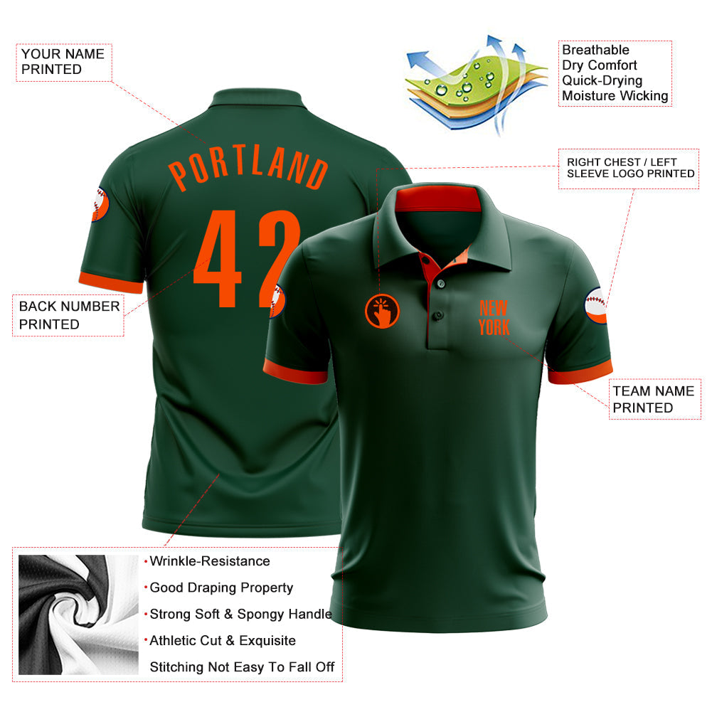 Custom Green Orange Performance Golf Polo Shirt view 3