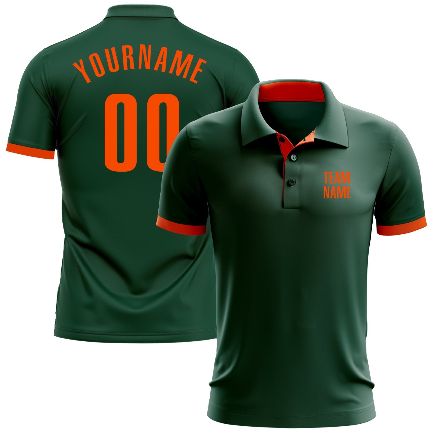 Custom Green Orange Performance Golf Polo Shirt - Main View
