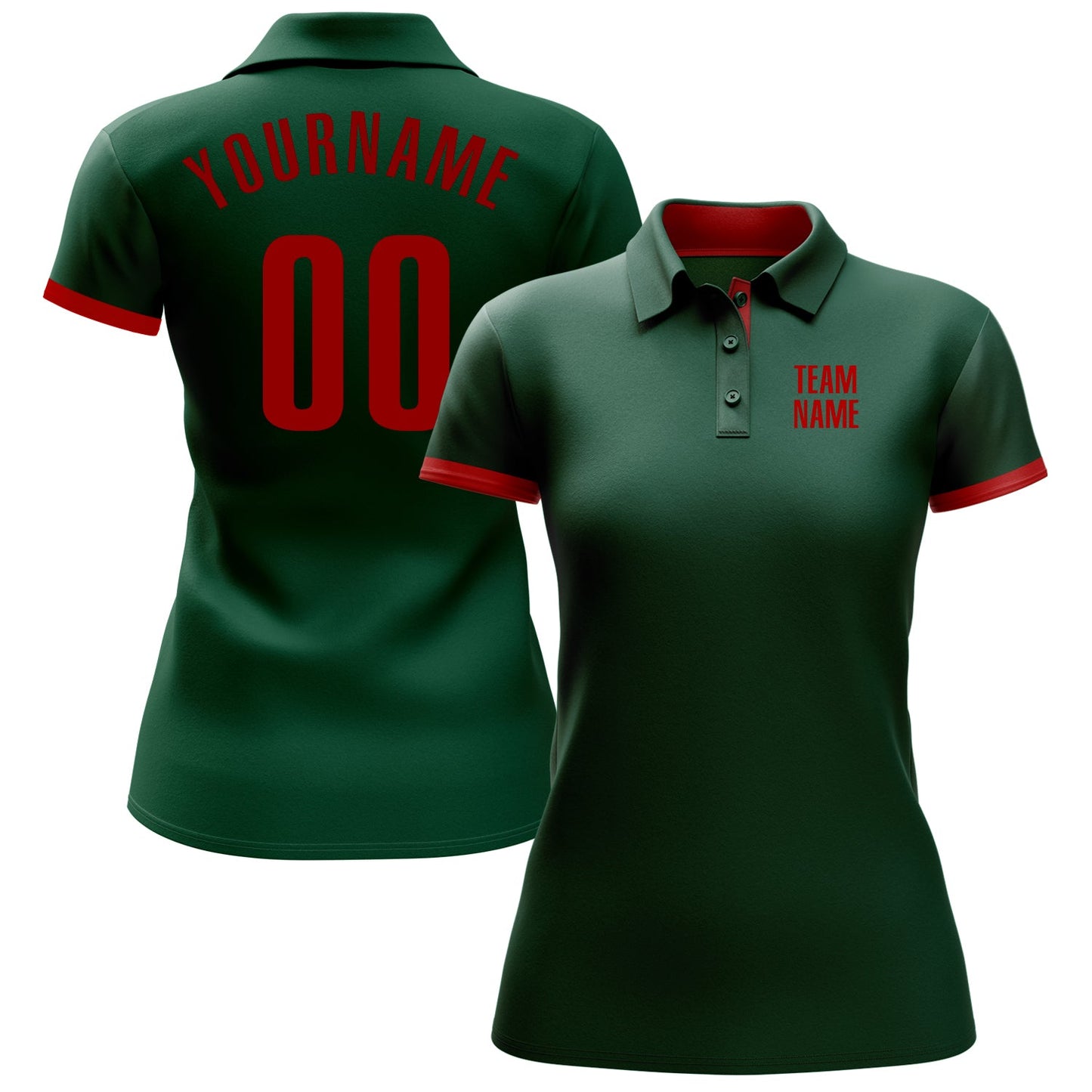 Custom Green Red Performance Golf Polo Shirt view 2