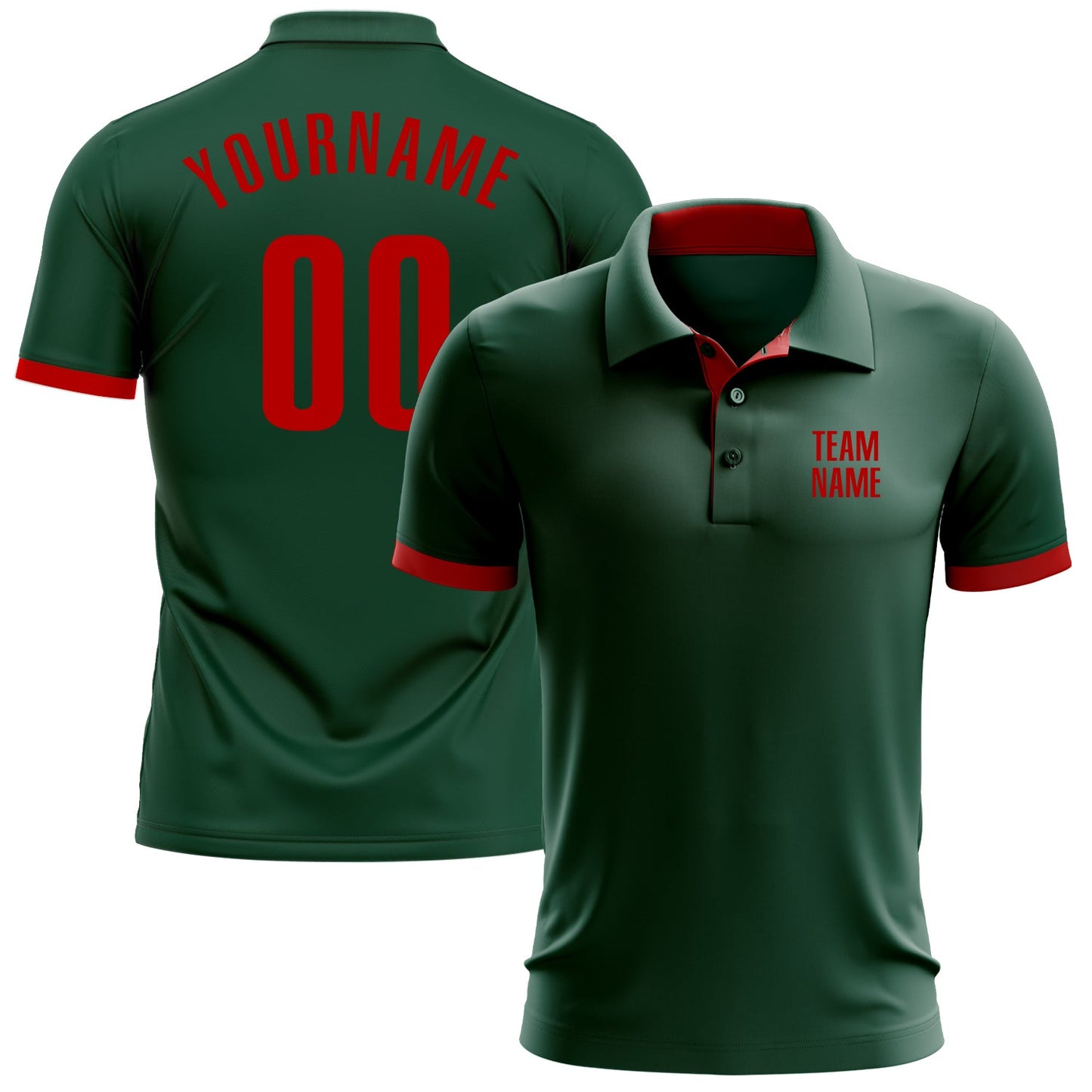 Custom Green Red Performance Golf Polo Shirt - Main View