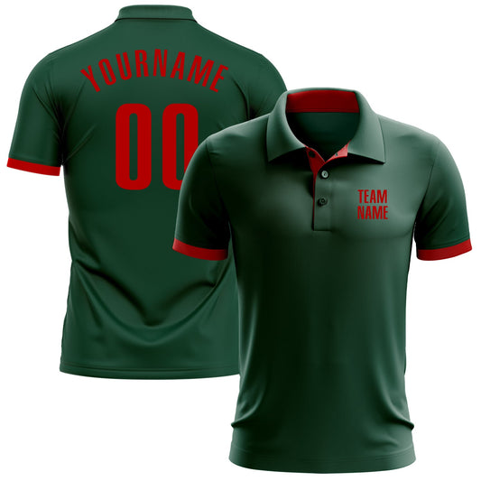 Custom Green Red Performance Golf Polo Shirt - Main View