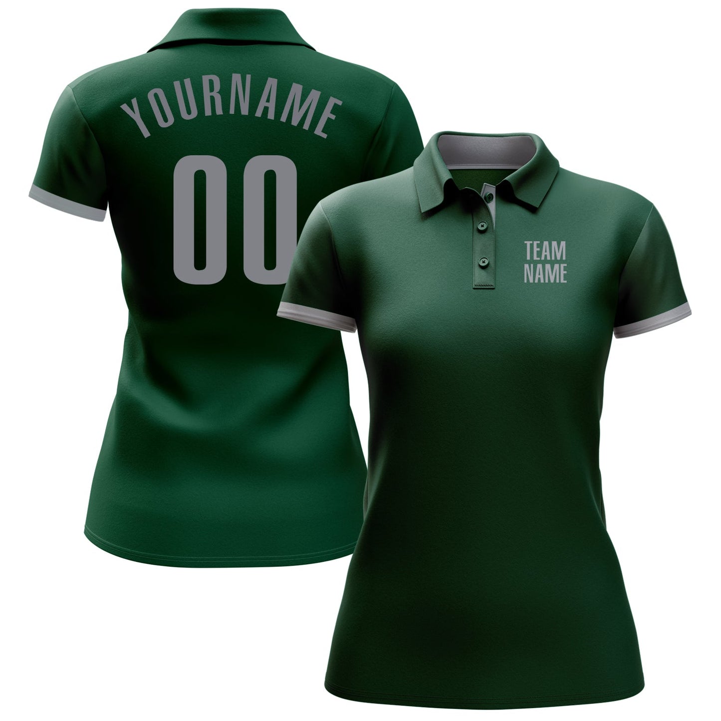 Custom Green Gray Performance Golf Polo Shirt view 2