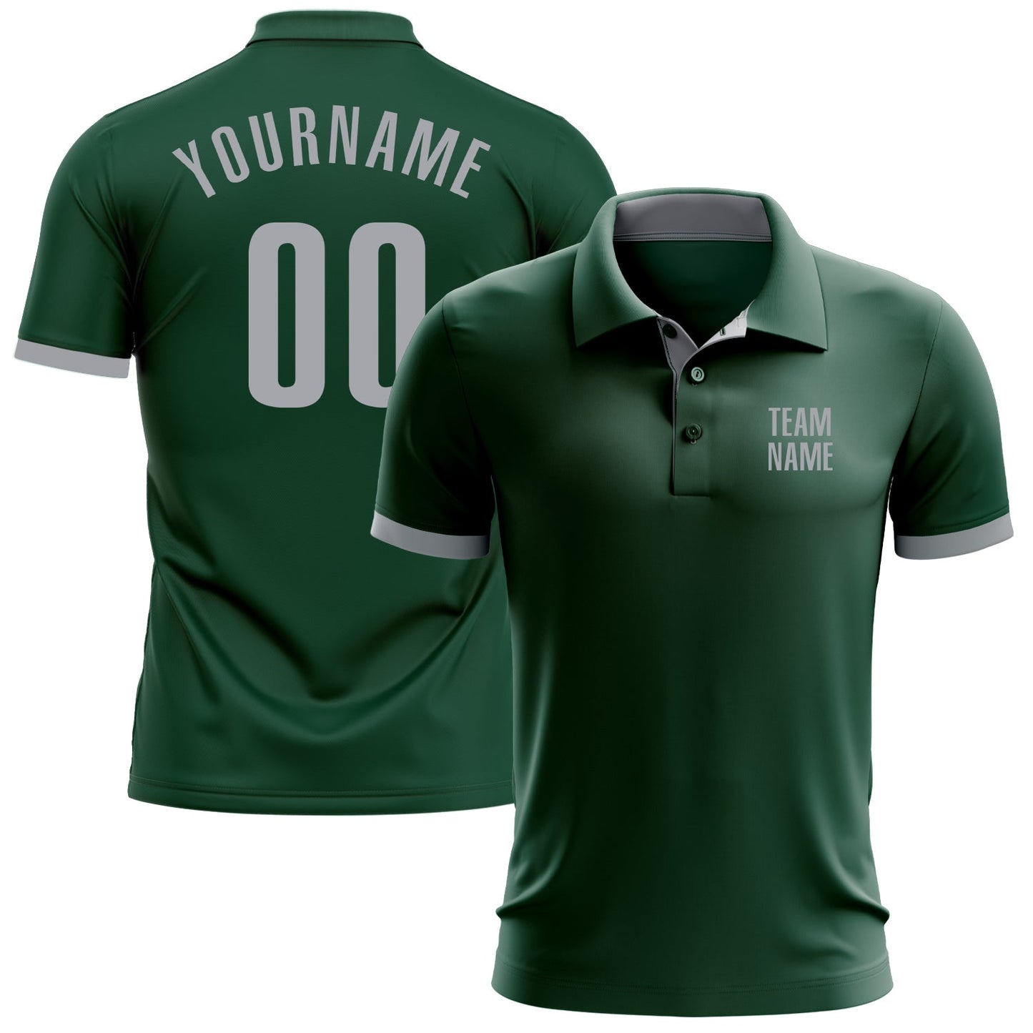 Custom Green Gray Performance Golf Polo Shirt - Main View