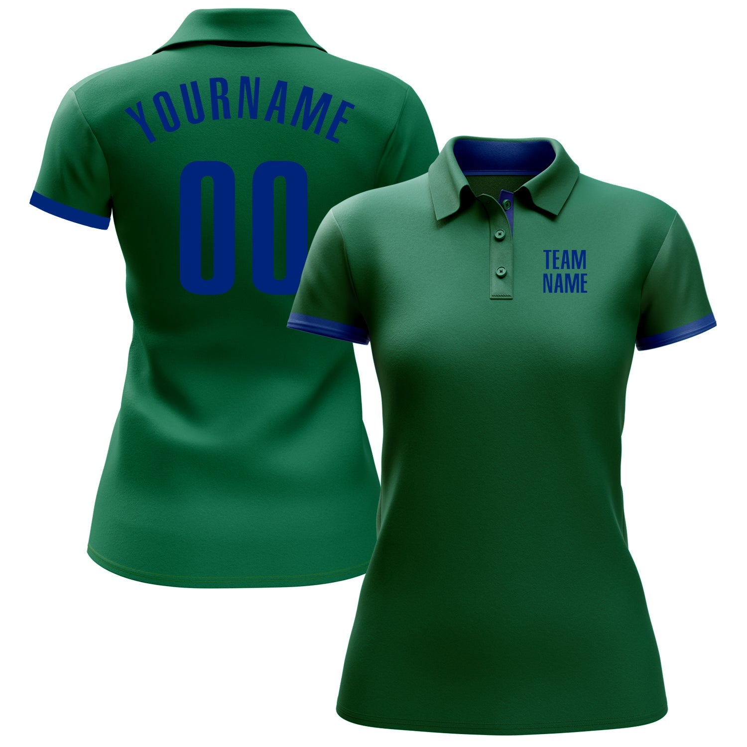 Custom Kelly Green Royal Performance Golf Polo Shirt view 2