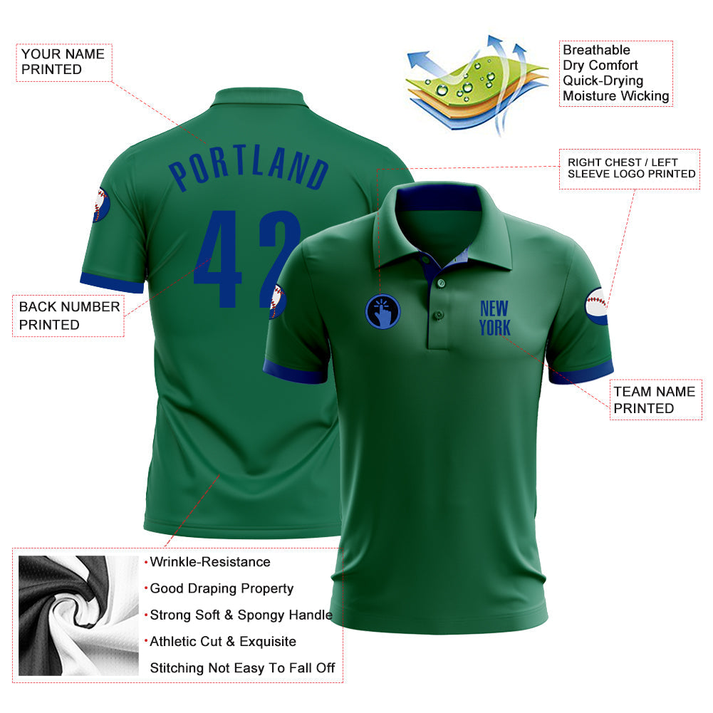 Custom Kelly Green Royal Performance Golf Polo Shirt view 3