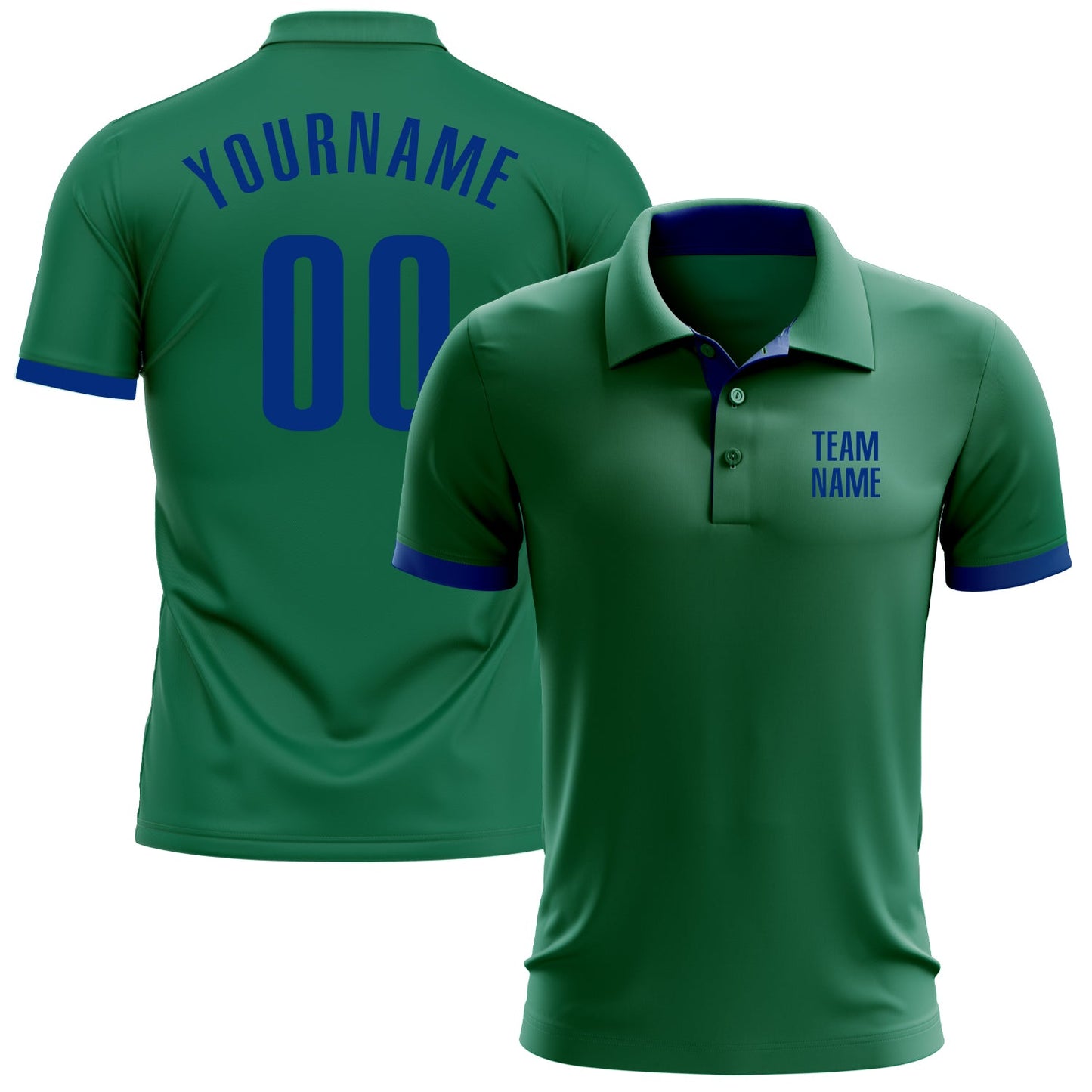 Custom Kelly Green Royal Performance Golf Polo Shirt - Main View