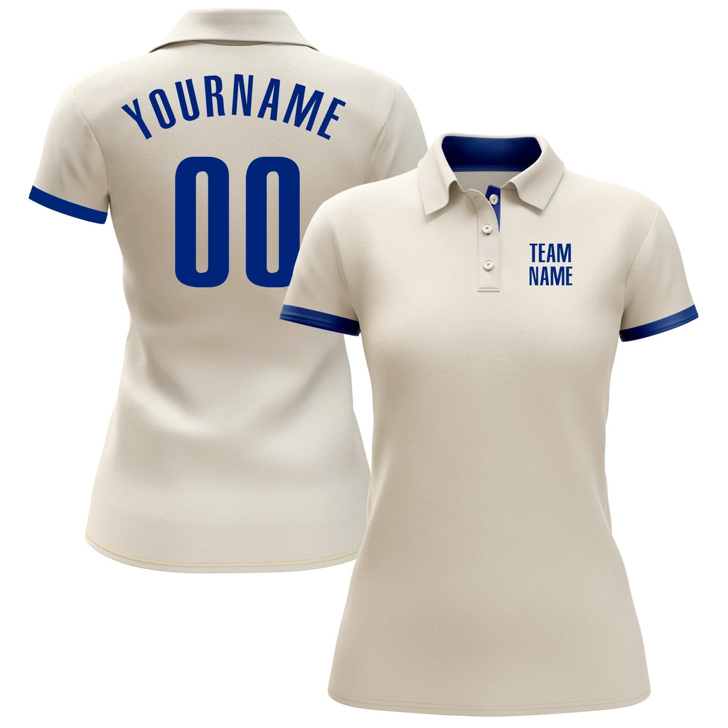 Custom Cream Royal Performance Golf Polo Shirt view 2